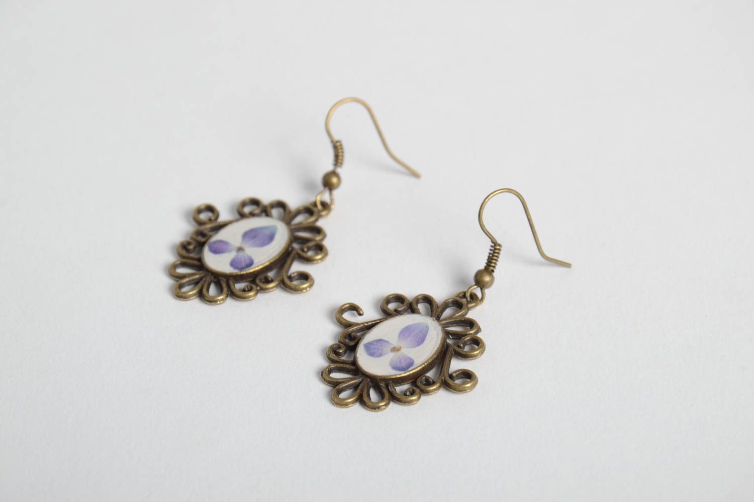 Handmade earrings unusual acvcessory epoxy resin jewelry handmade gift for her photo 2
