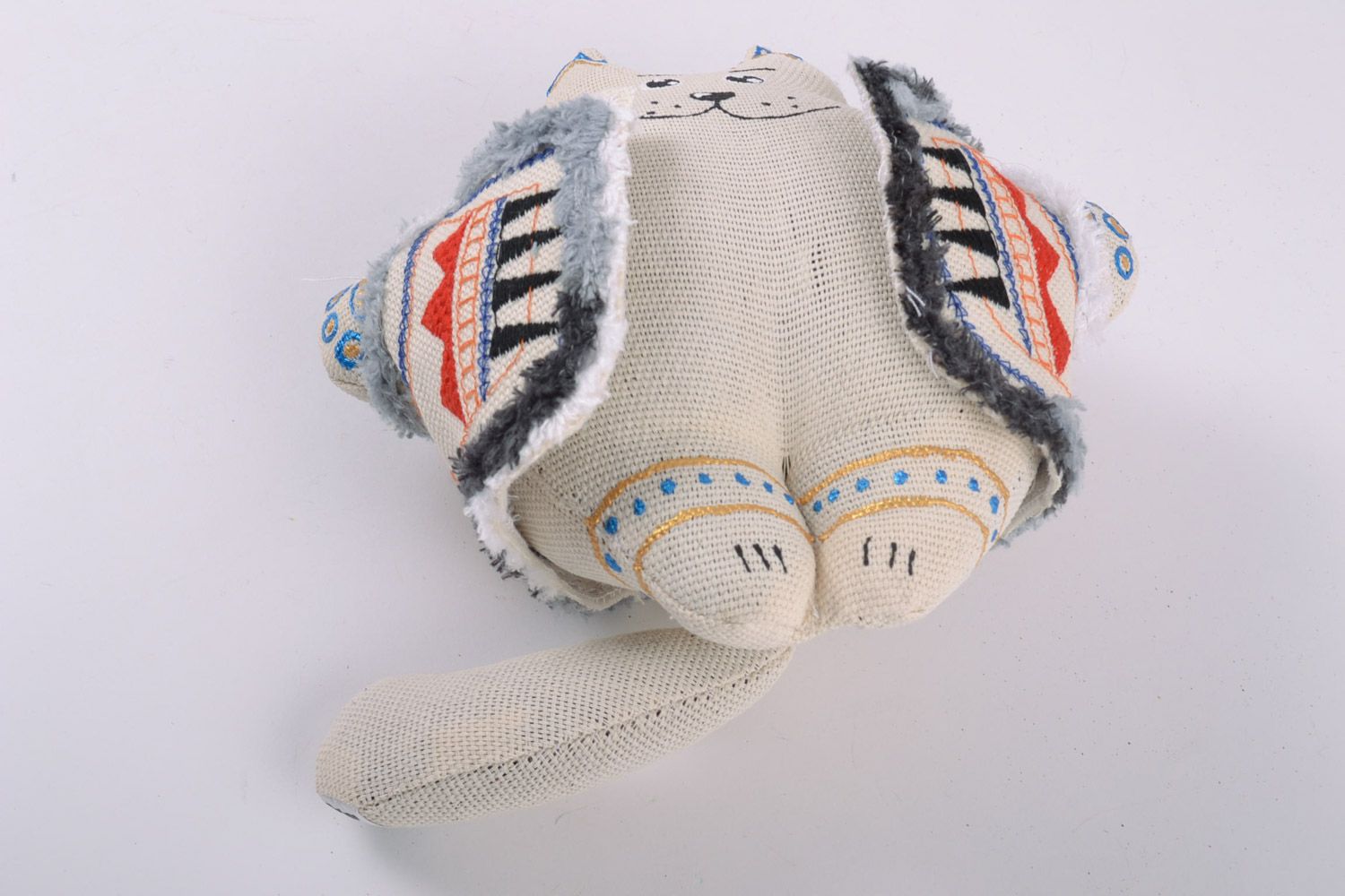 Ароматизированная игрушка ручной работы Кот наполненная гречневой шелухой фото 4