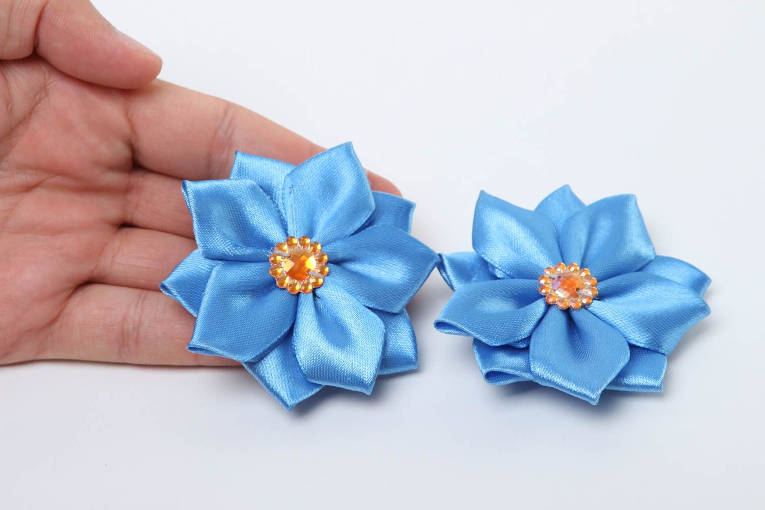 Handmade hair clips kanzashi flowers designer accessories gifts for girls photo 5