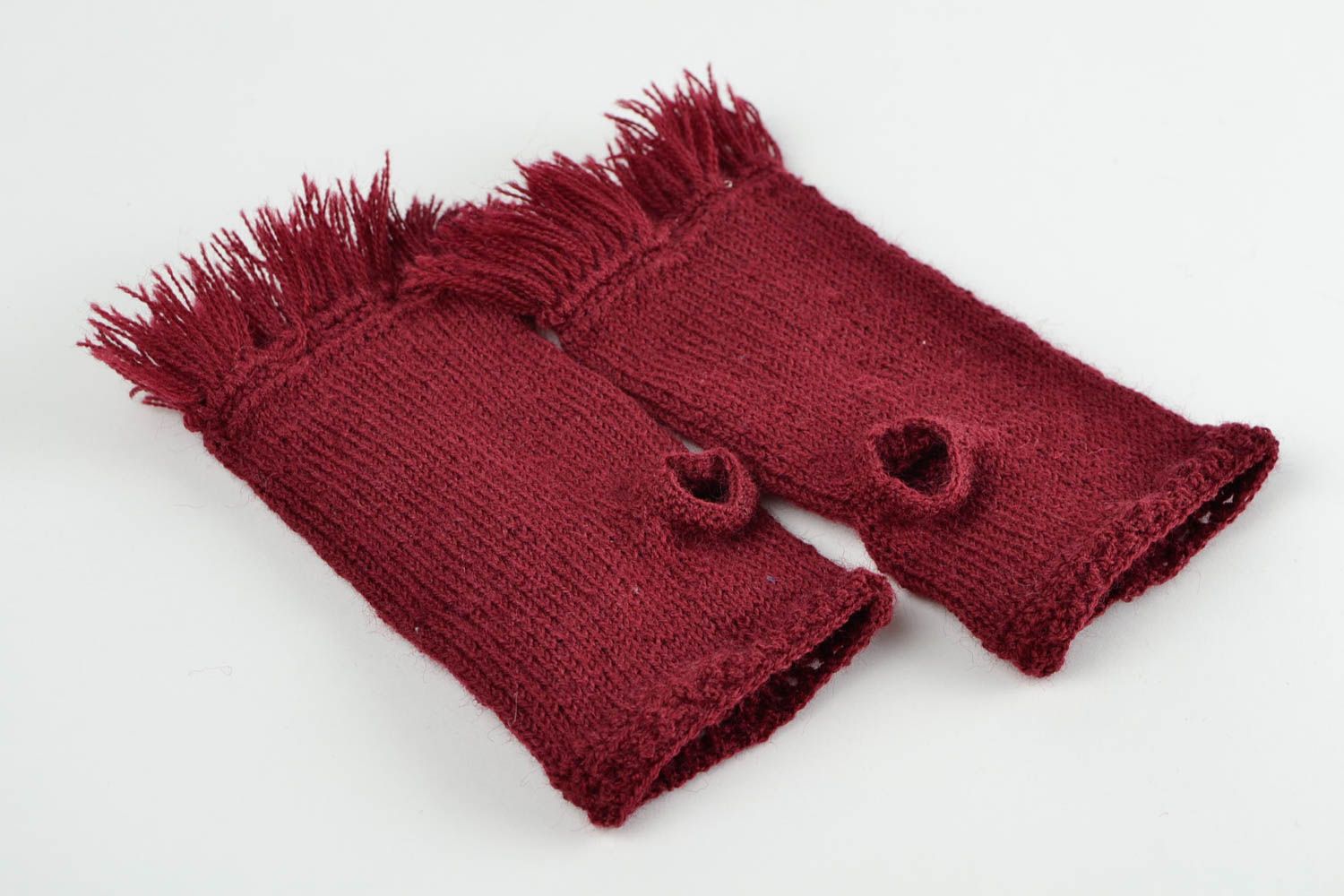 Mitaines tricot faites main Gants mitaines Accessoire femme crochet aiguilles photo 5