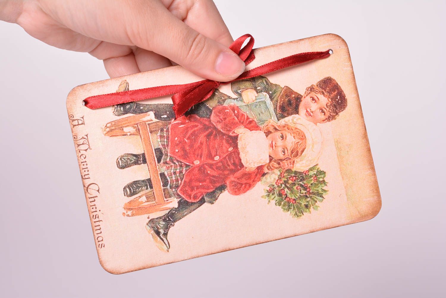 Открытка в стиле винтаж открытка ручной работы рождественская открытка из дерева фото 2