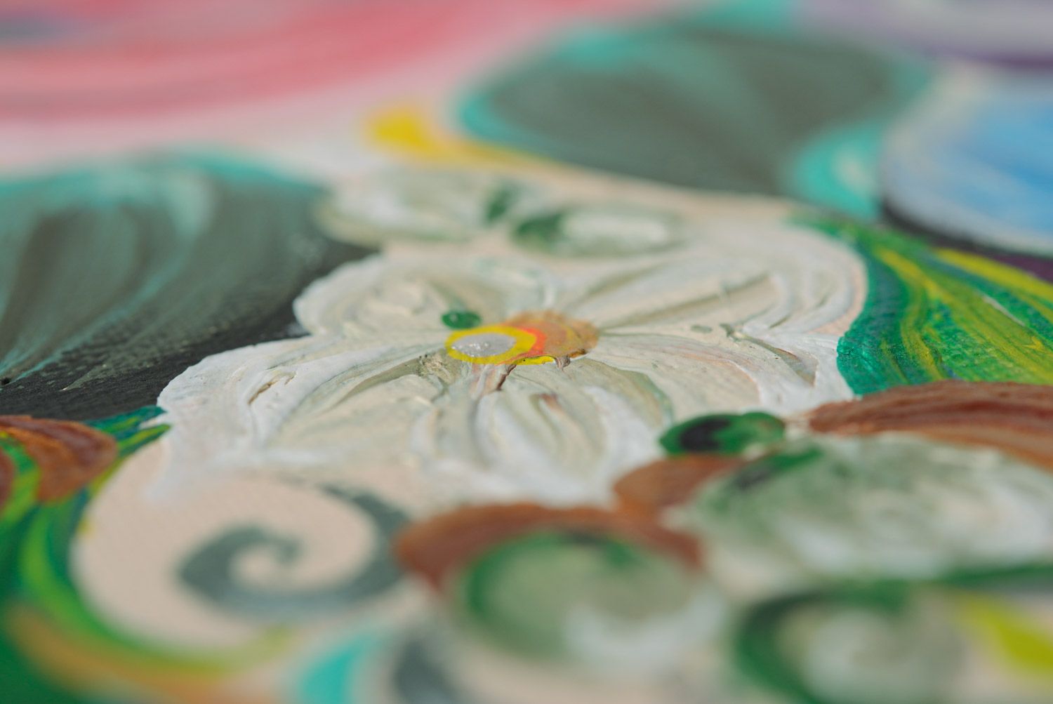 Schönes künstlerisches buntes Gemälde mit Acrylfarben Blumen Handarbeit  foto 2
