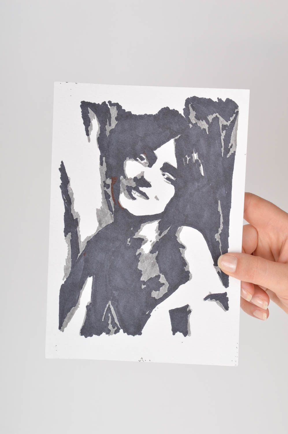 Tarjeta personalizada con un retrato postal hecha a mano regalo original foto 5