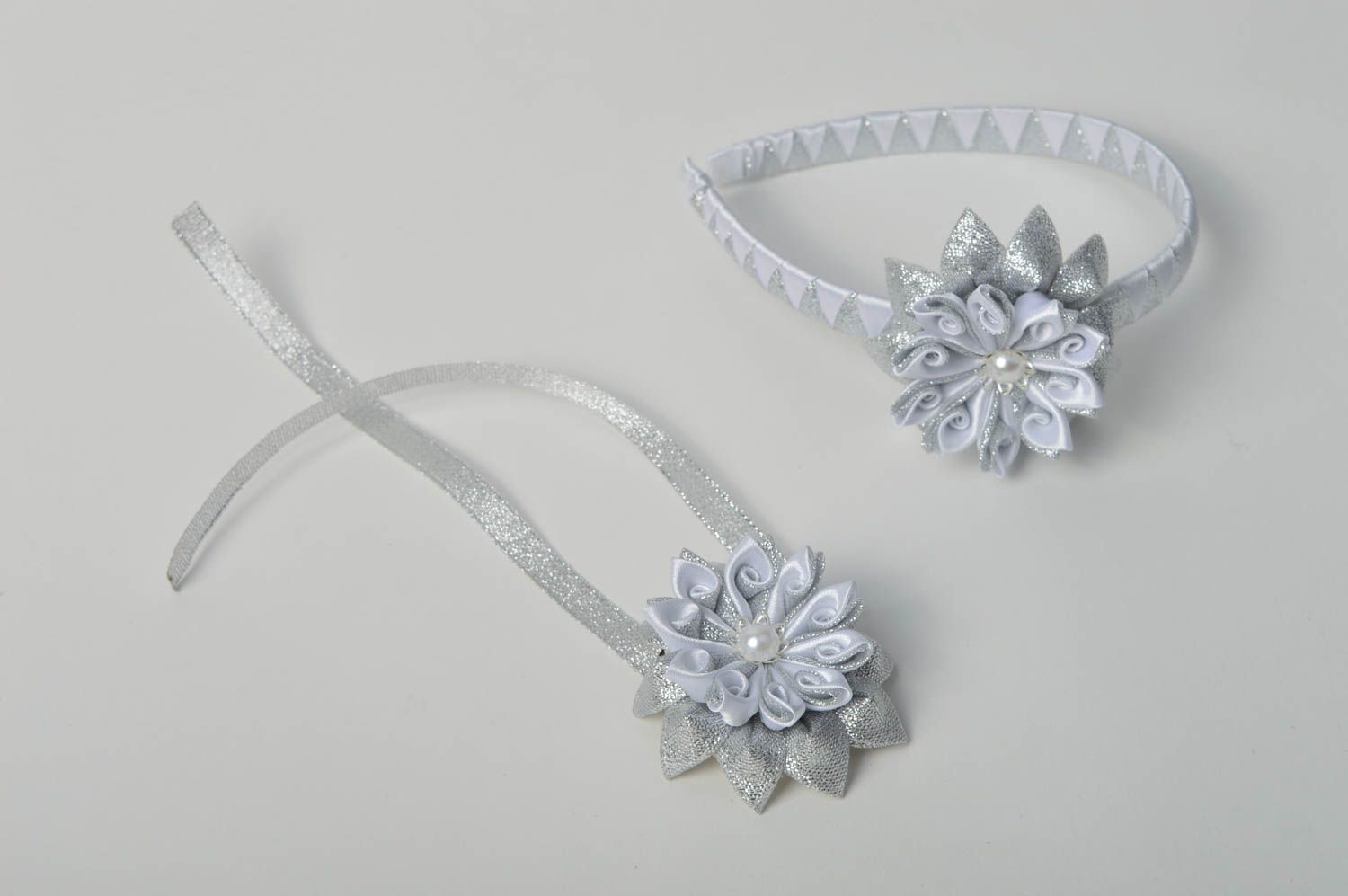 Beautiful handmade hair band textile bracelet designs kanzashi flower gift ideas photo 2