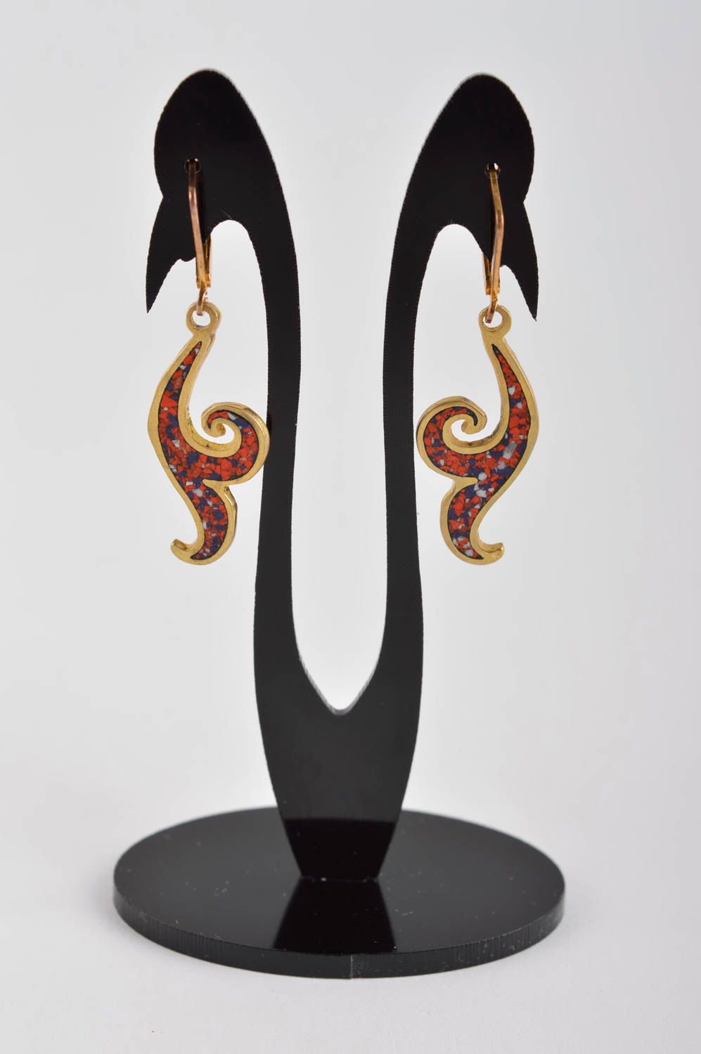 Schmuck Ohrhänger handmade Accessoire für Frauen originelle Messing Ohrringe foto 2