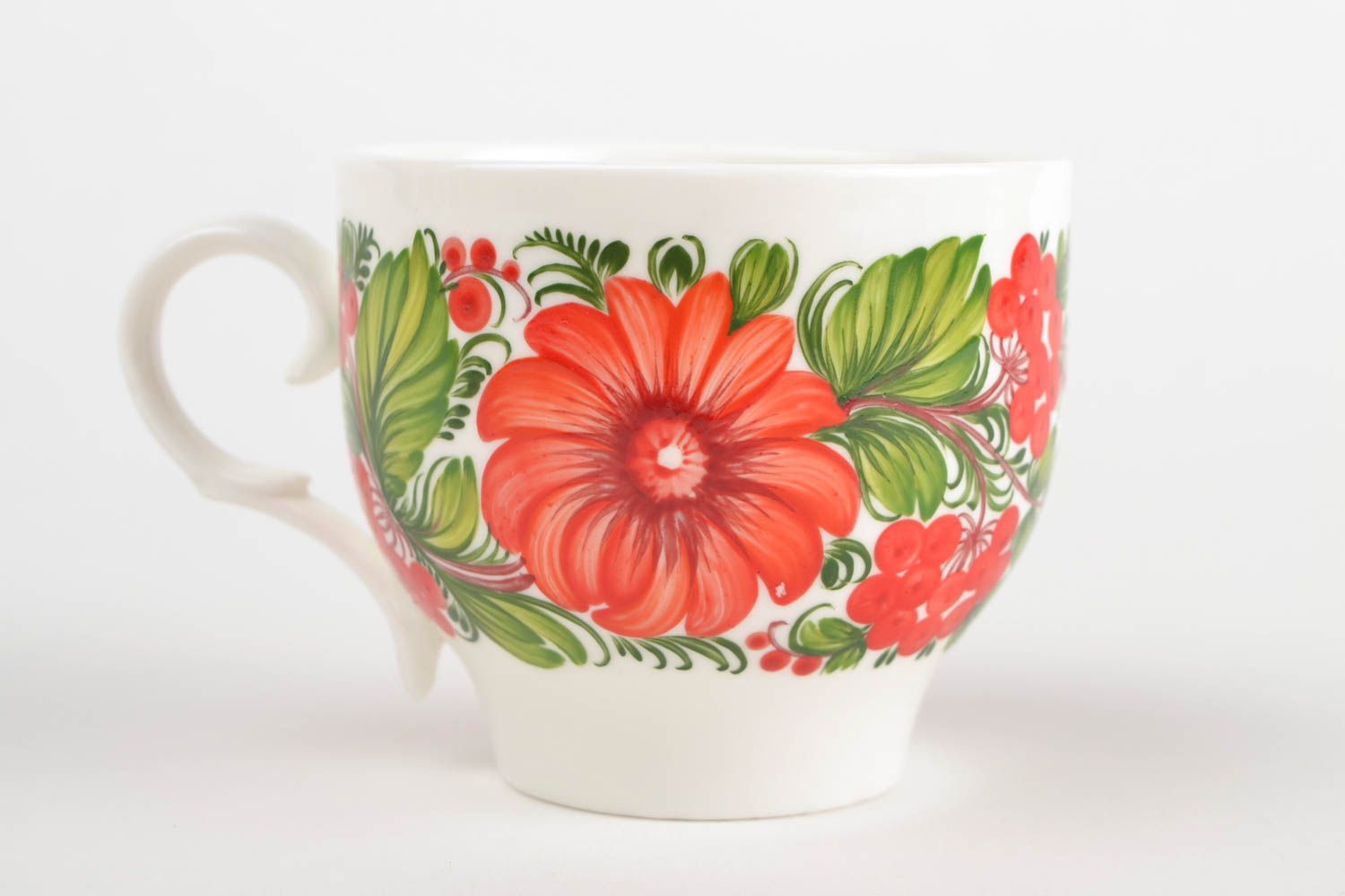 Woman's coffee cup with floral design with handle photo 3
