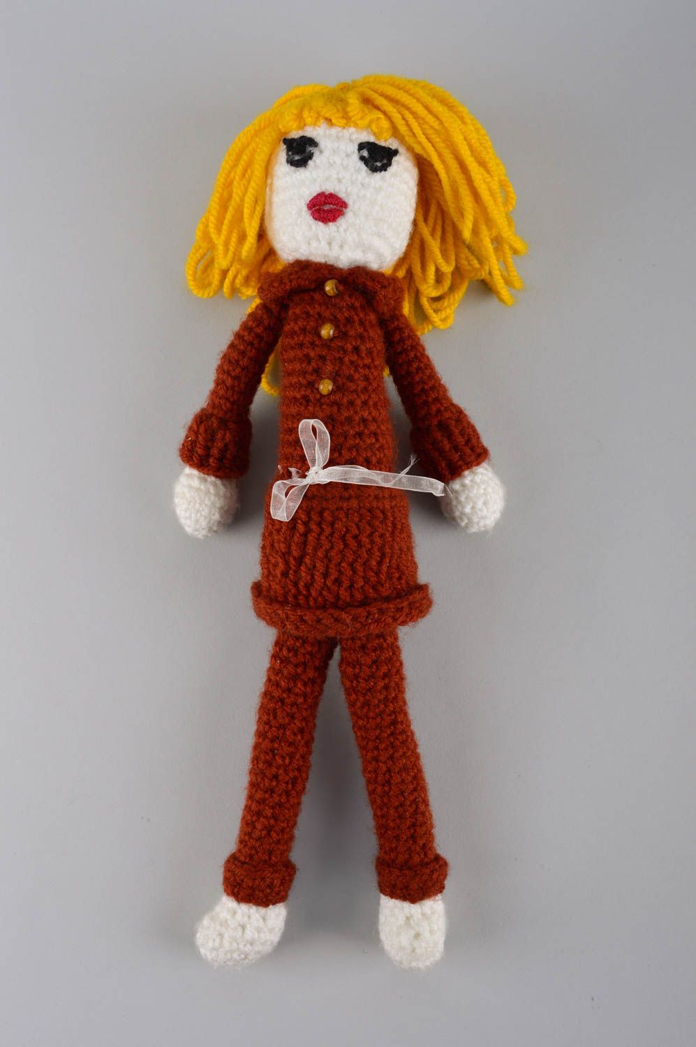 Мягкая игрушка кукла ручной работы кукла крючком интерьерная оригинальная фото 2