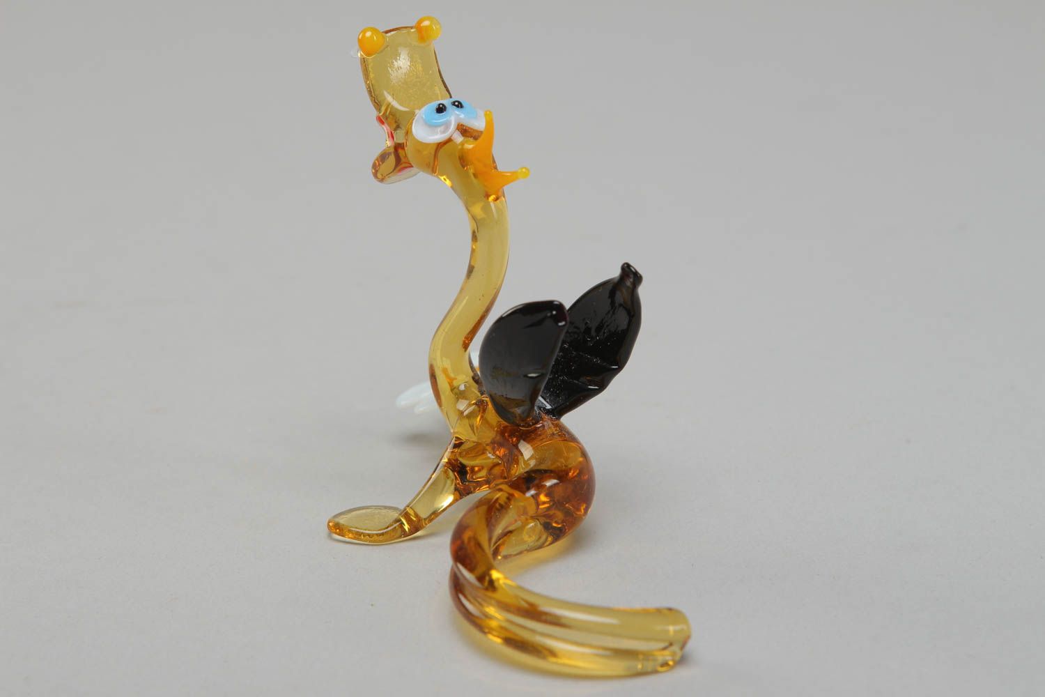 Figurine miniature en verre au chalumeau jaune décorative faite main Dragon photo 3