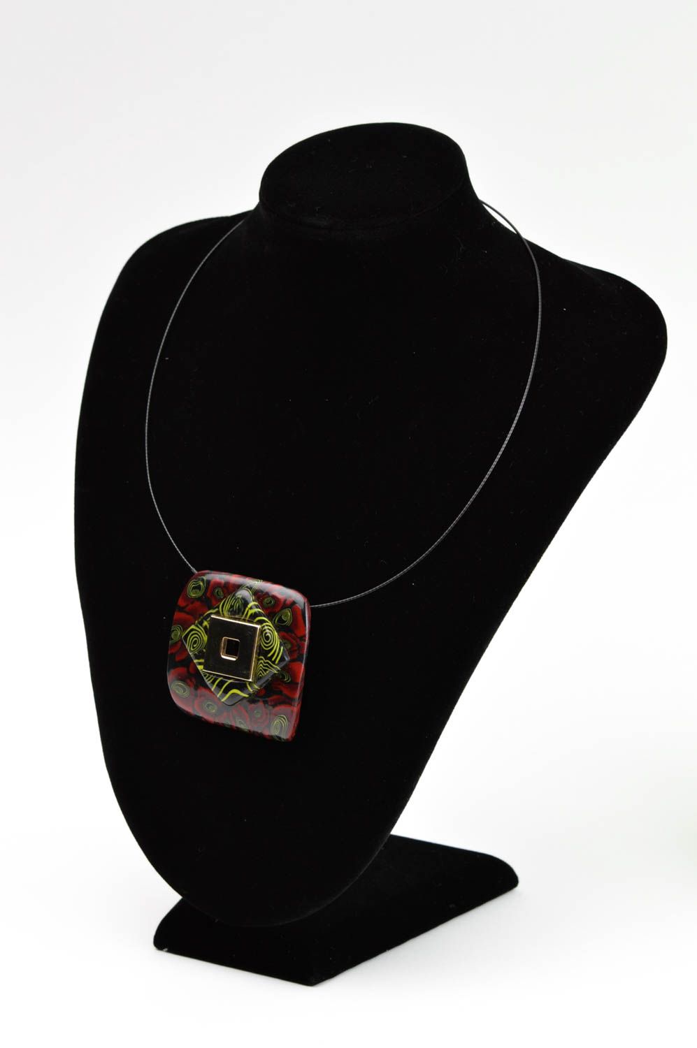 Ciondolo in argilla polimerica collana originale dipinta accessorio da donna foto 1