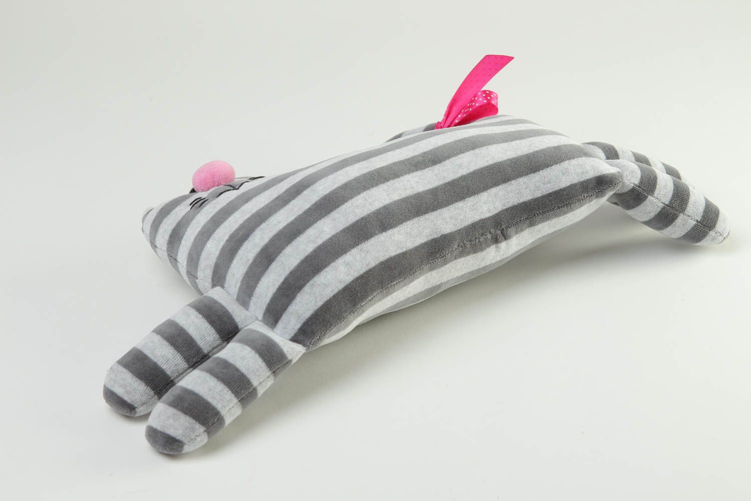 Подушка кот ручной работы подушка-игрушка мягкая игрушка-подушка полосатый кот фото 3