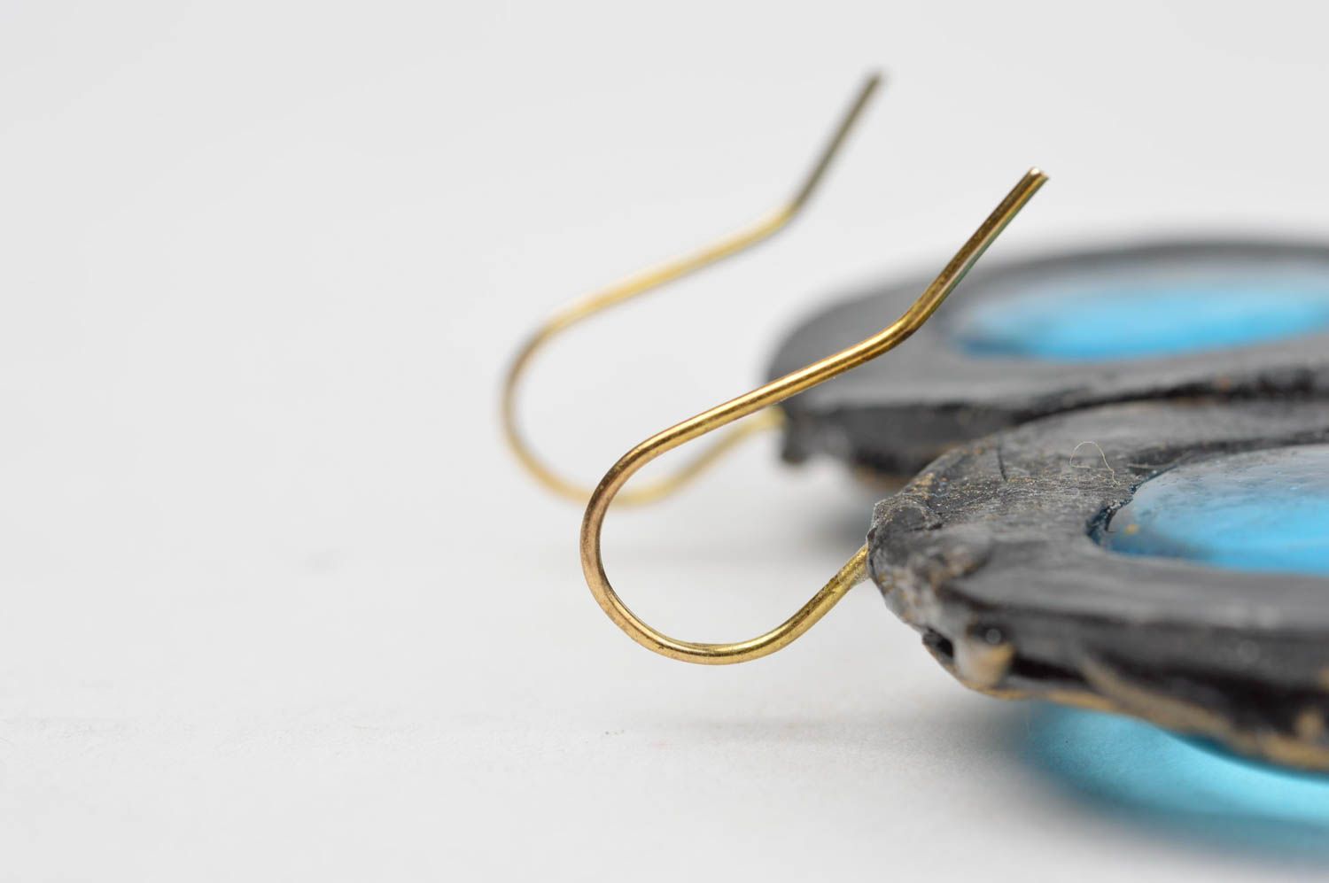 Einzigartige künstlerische handmade Gehänge Ohrringe aus Polymerton in Blau toll foto 4