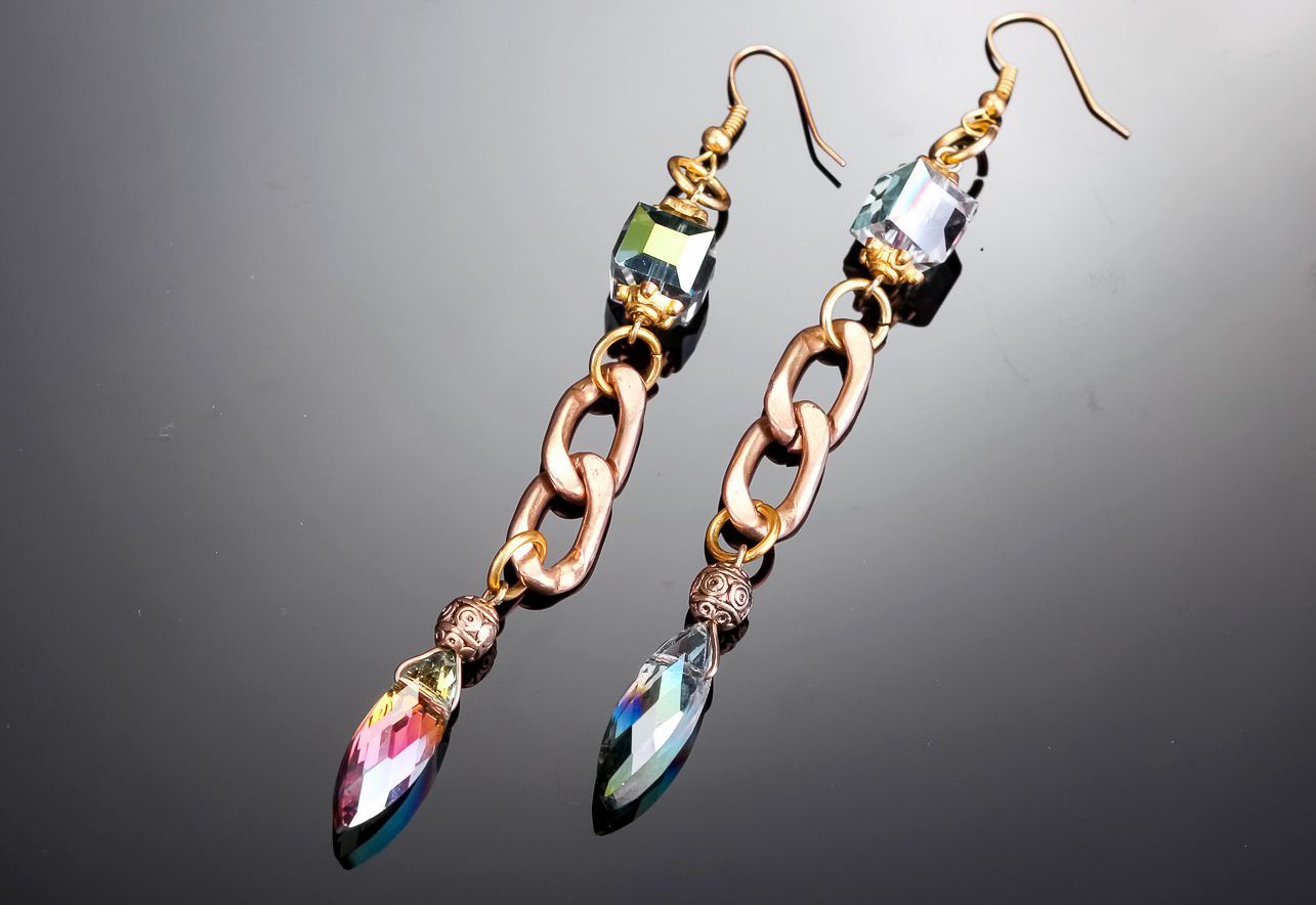 Stylish earrings with crystals photo 2
