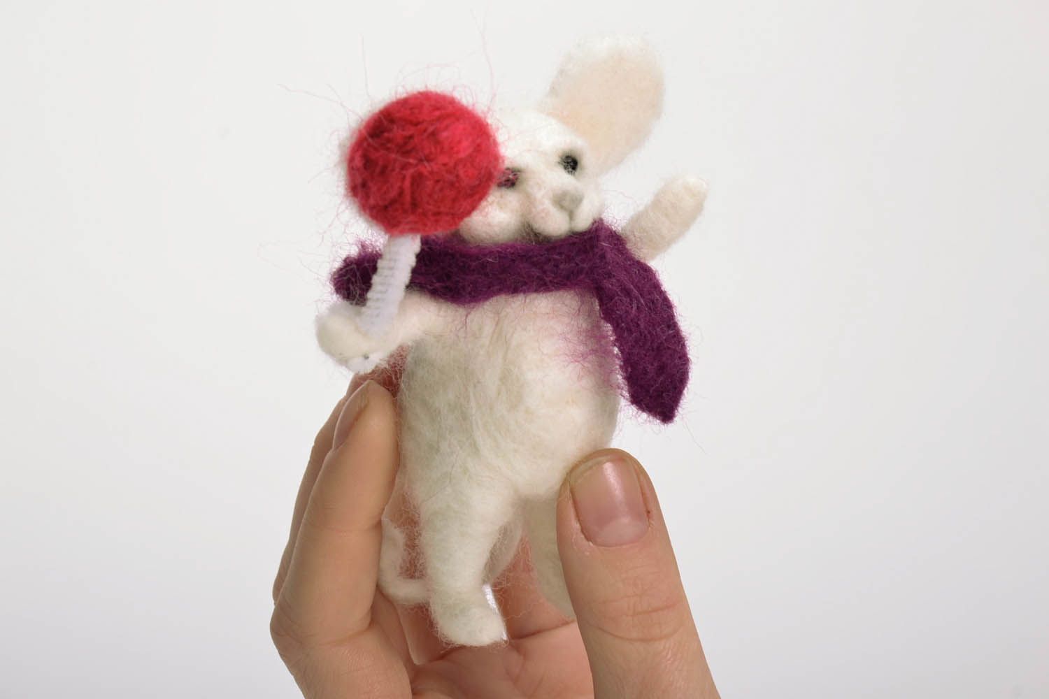 Brinquedo de lã feltrada Rato com doce foto 5