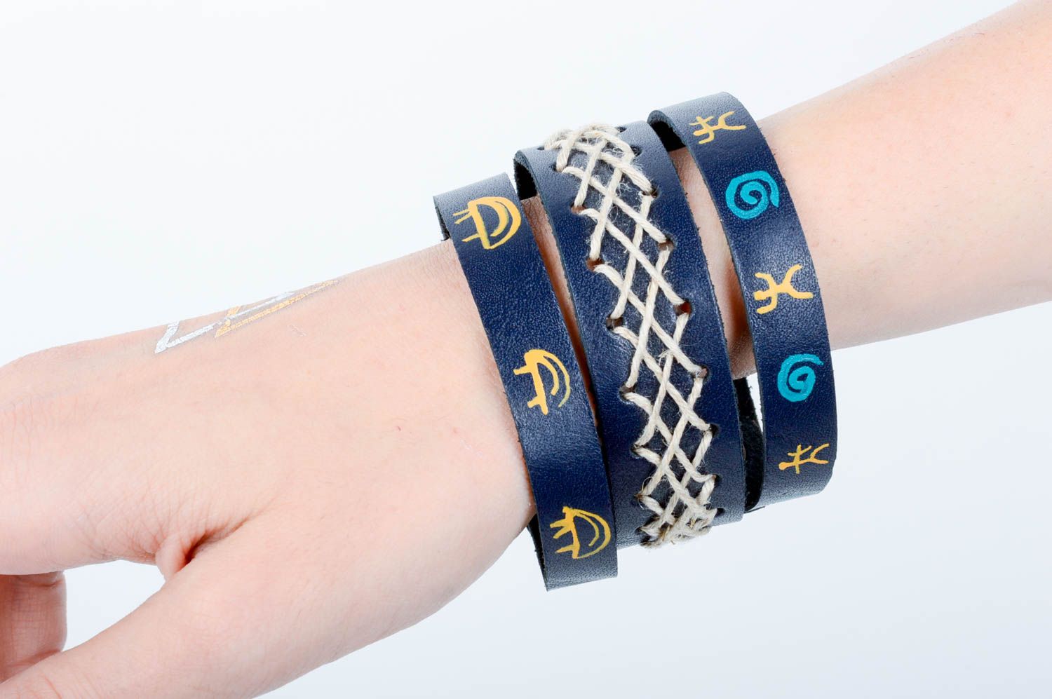 Handmade wrist bracelet natural leather trendy accessories unusual present photo 2