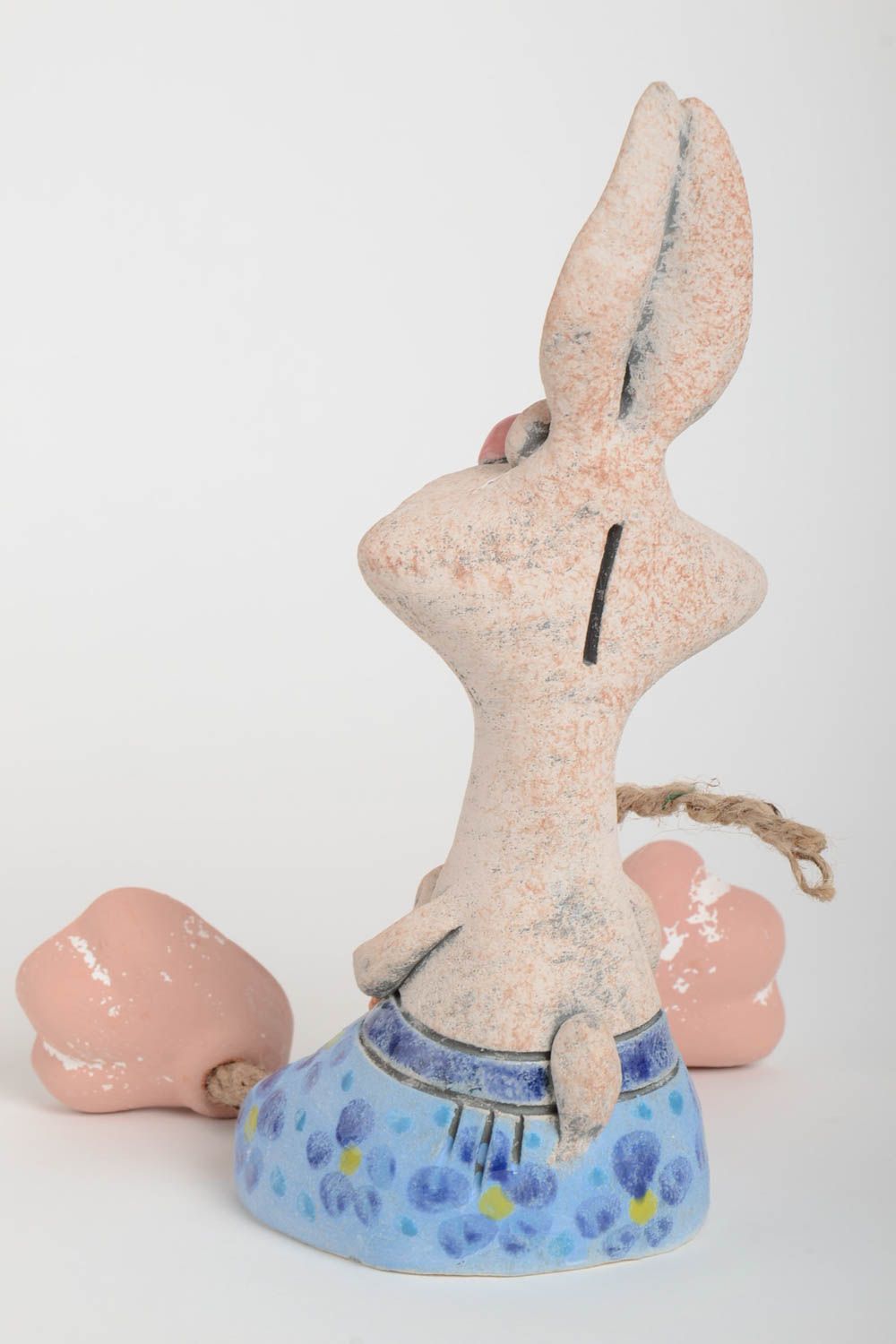 Unusual ceramic rabbit cute handmade moneybox beautiful nursery decor photo 5