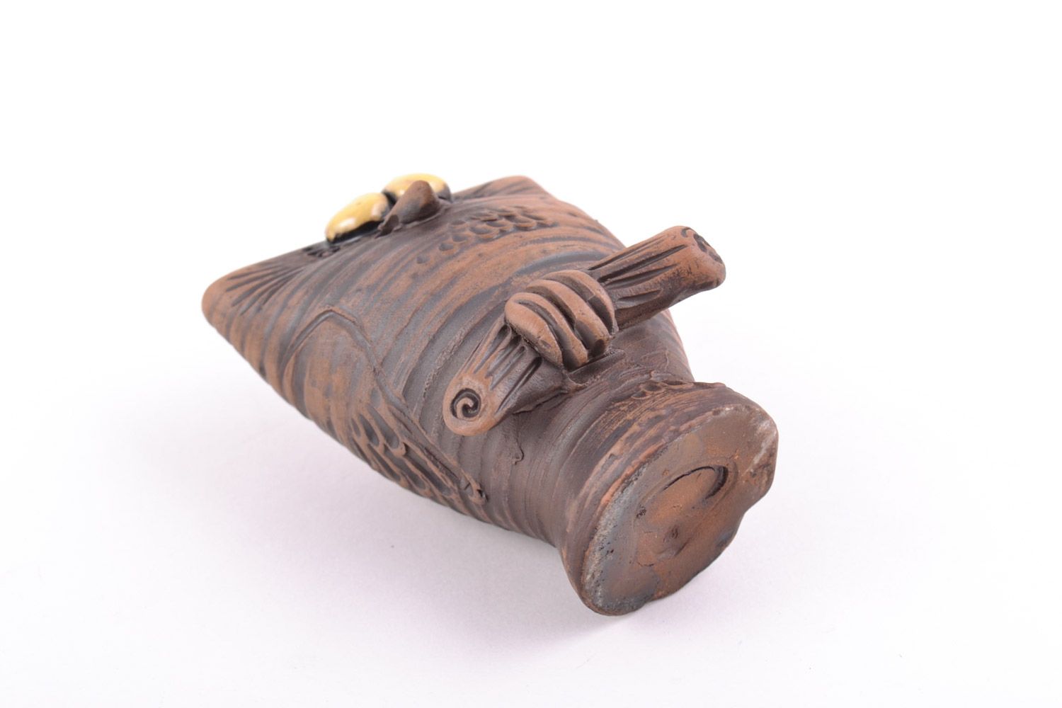 Figura de arcilla artesanal con forma de lechuza en miniatura  foto 5