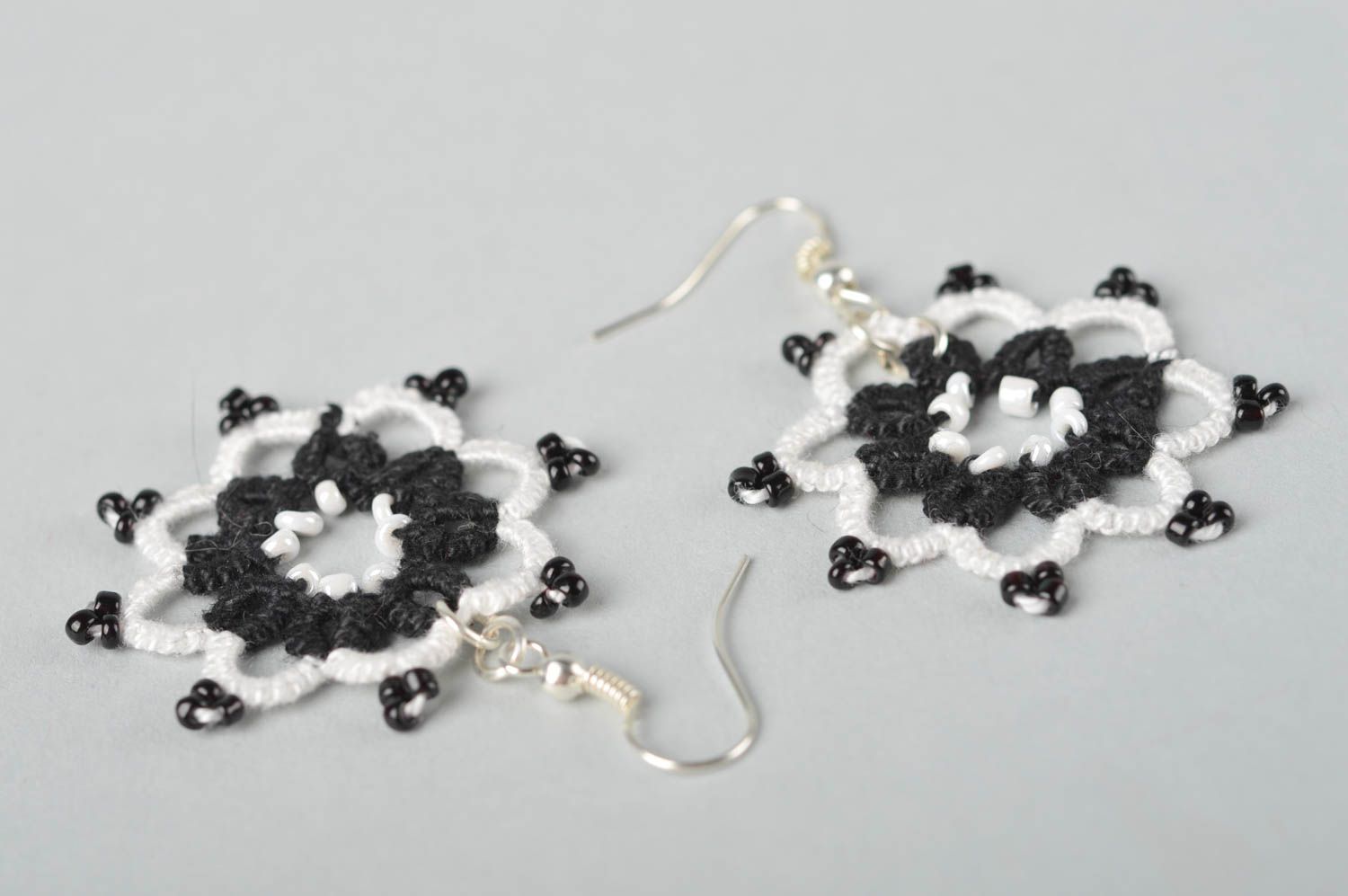 Handmade beaded earrings woven lace earrings textile jewelry designs gift ideas photo 2