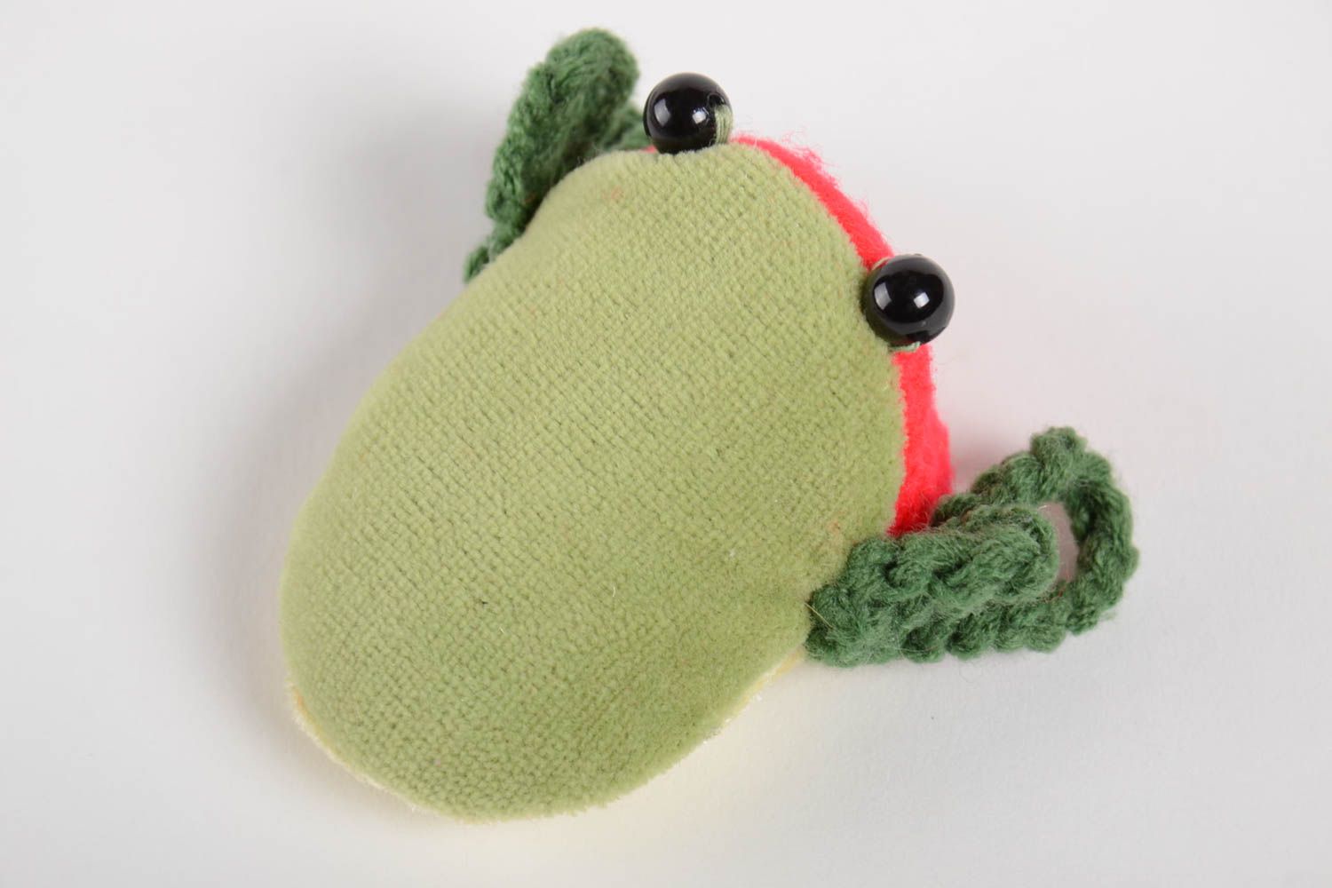 Handmade Nadelkissen Frosch Designer Accessoire für Haus Dekoration rot grün foto 5