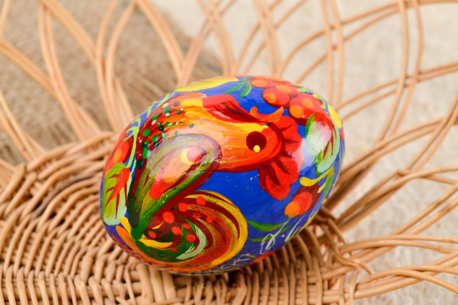 Stylish handmade wooden egg painted Easter eggs home design decorative use only photo 1