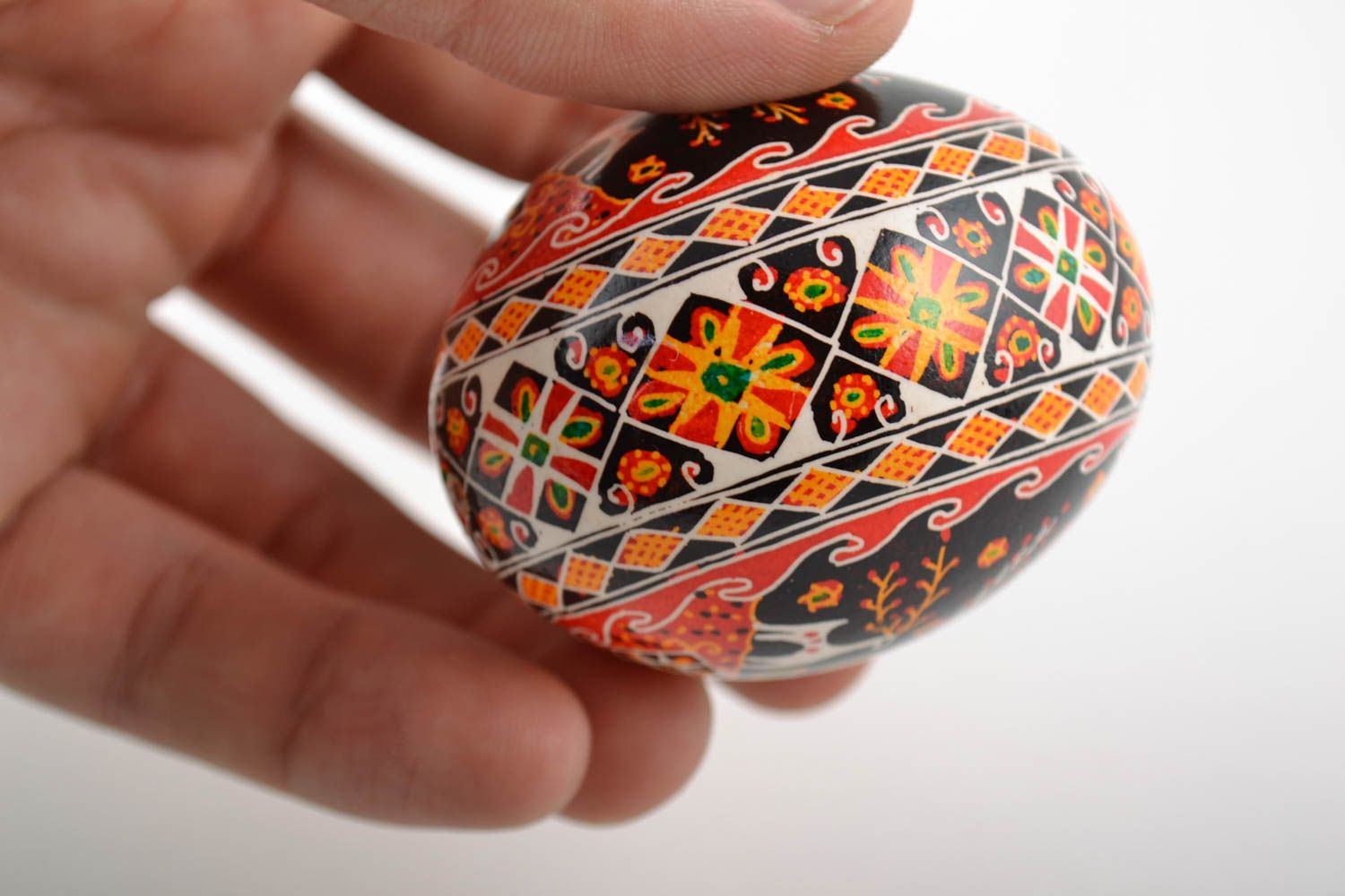 Unusual beautiful handmade designer painted Easter egg with Slavic symbolics photo 2
