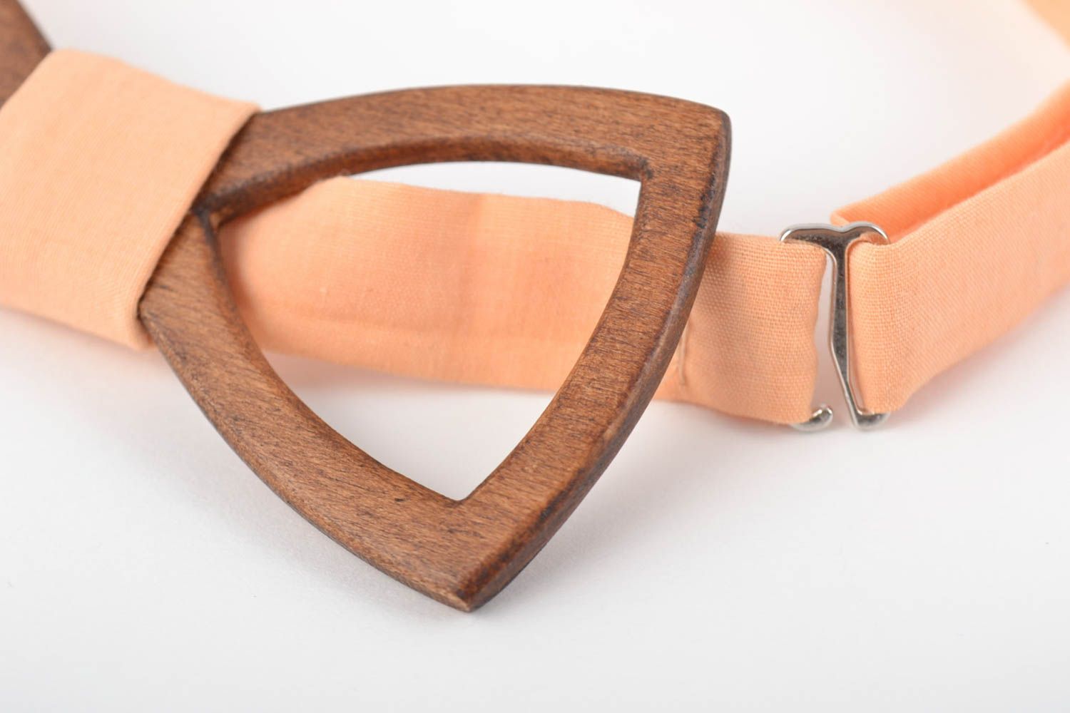 Деревянный галстук бабочка из коттона ручной работы с регулируемым ремешком фото 2