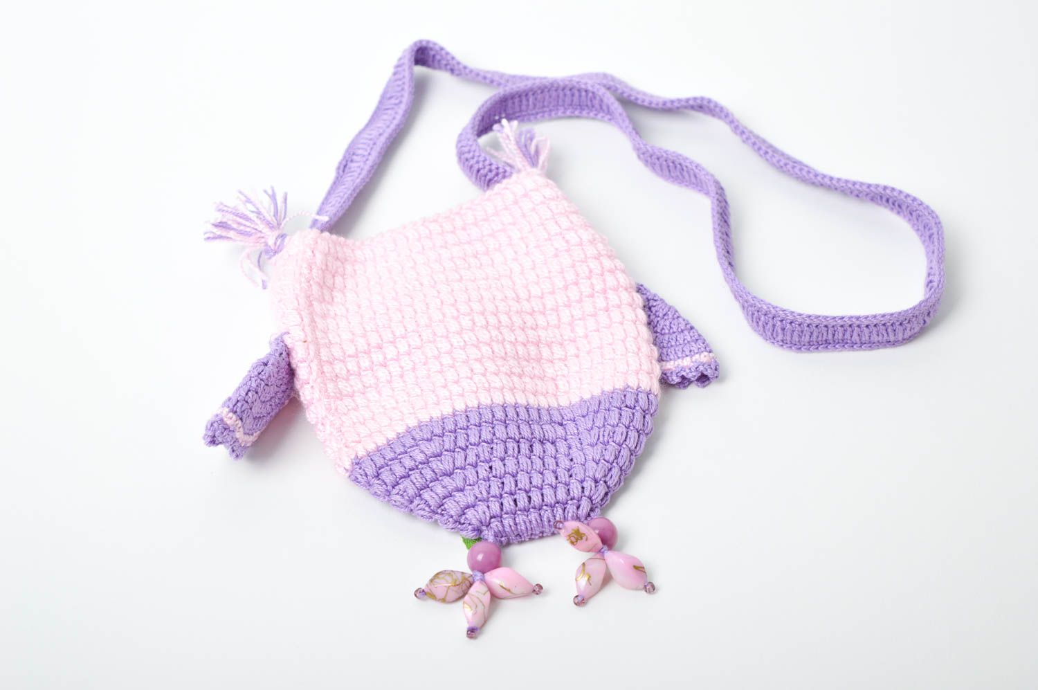 Umhängetasche Kinder handmade Handtasche Eule Mädchen Tasche klein lila rosa foto 4