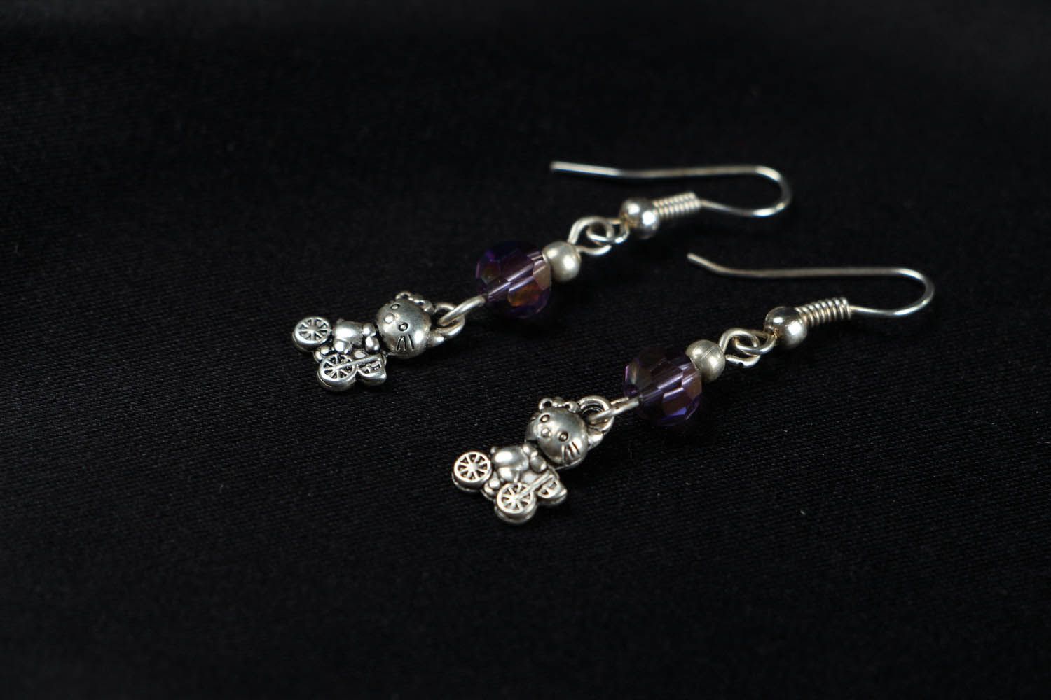 Crystal earrings with metal accessories photo 2
