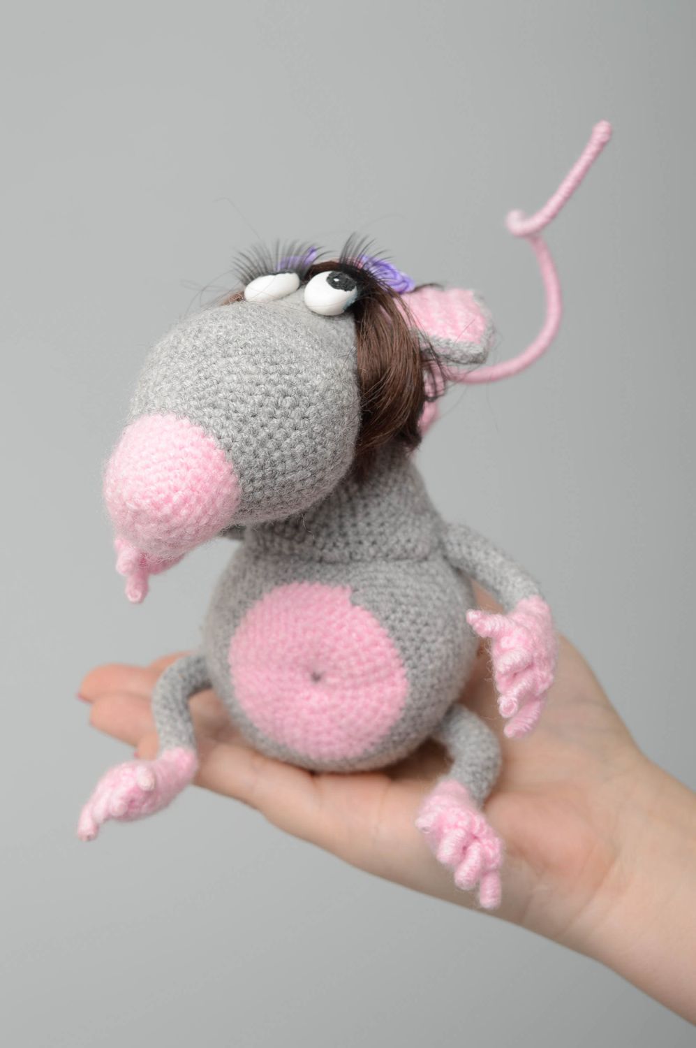 Handmade knit toy Mouse photo 4