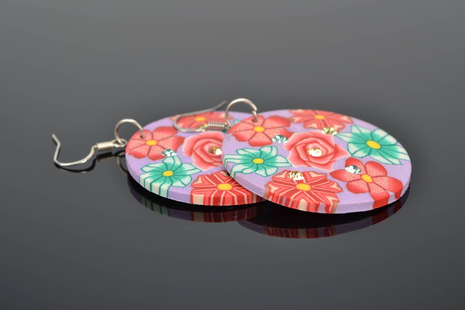 Round earrings Floral photo 1