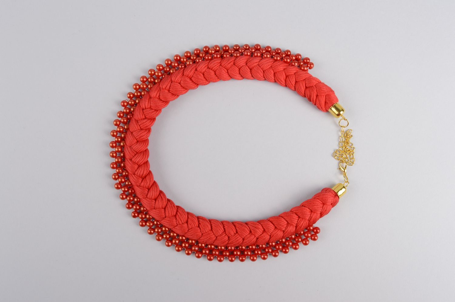 Handmade rotes Damen Collier Modeschmuck Halskette Accessoire für Frauen Zopf foto 3