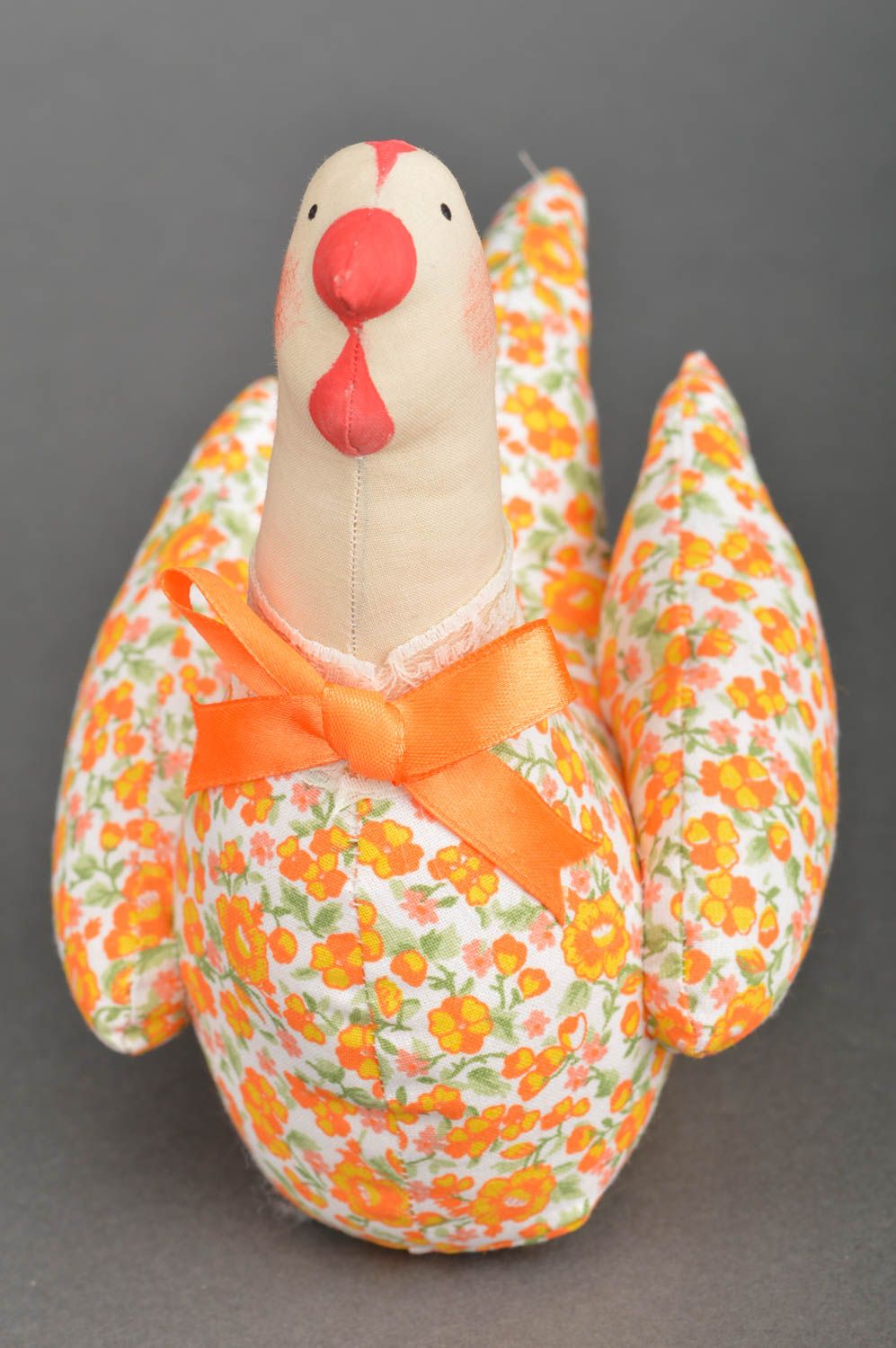 Handgemachtes Stoff Kuscheltier Huhn orange dekorativ für Interieur schön klein foto 5