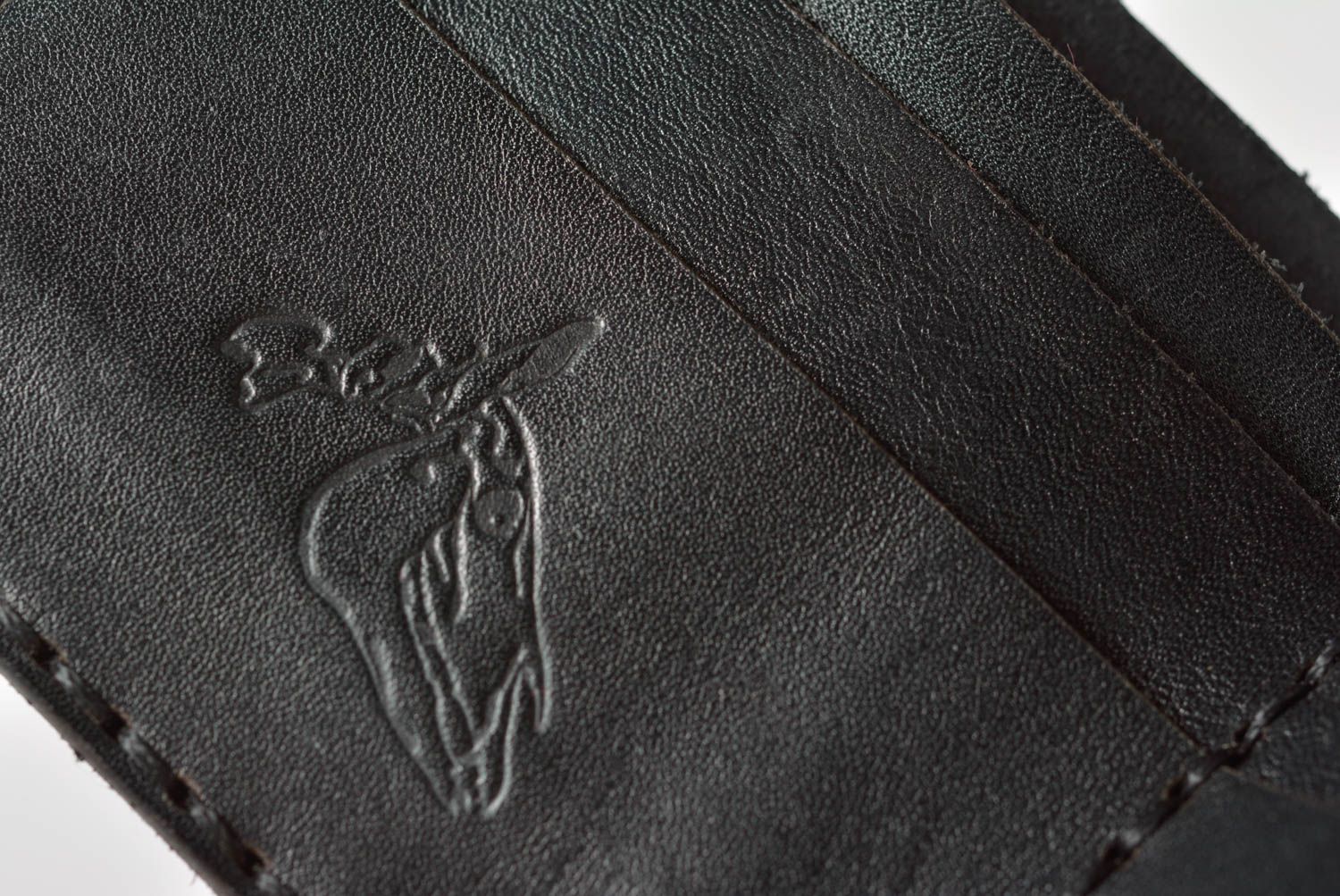 Portefeuille en cuir fait main Maroquinerie Cadeau original noir pour homme photo 3