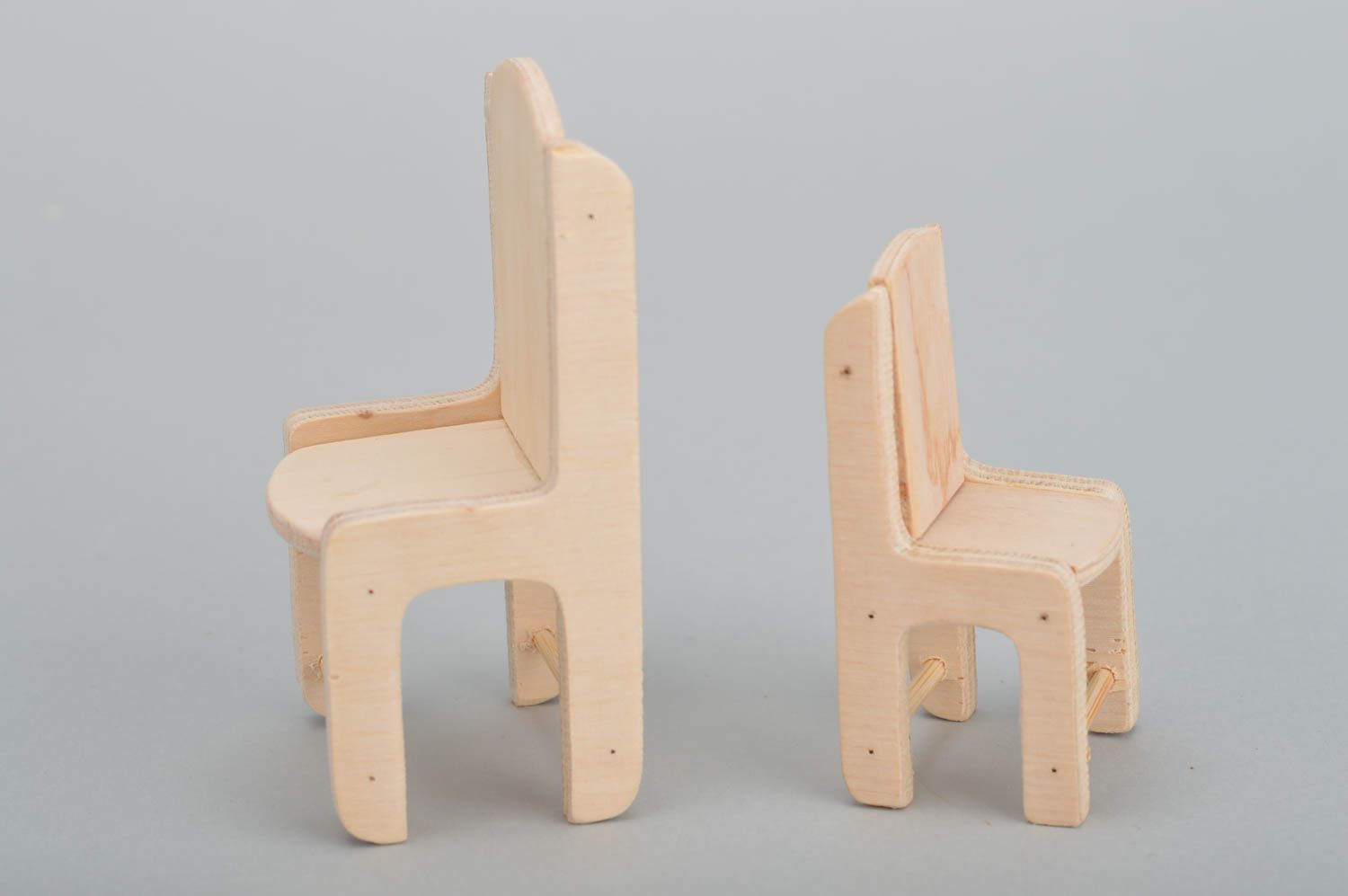 Set of 2 handmade designer plywood doll armchairs for children over 3 years old photo 2