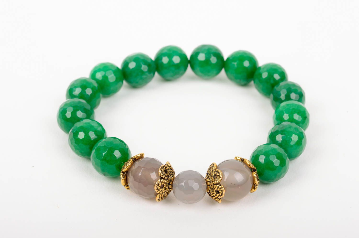 Bracelet pierres naturelles Bijou fait main vert Cadeau femme original délicat photo 3