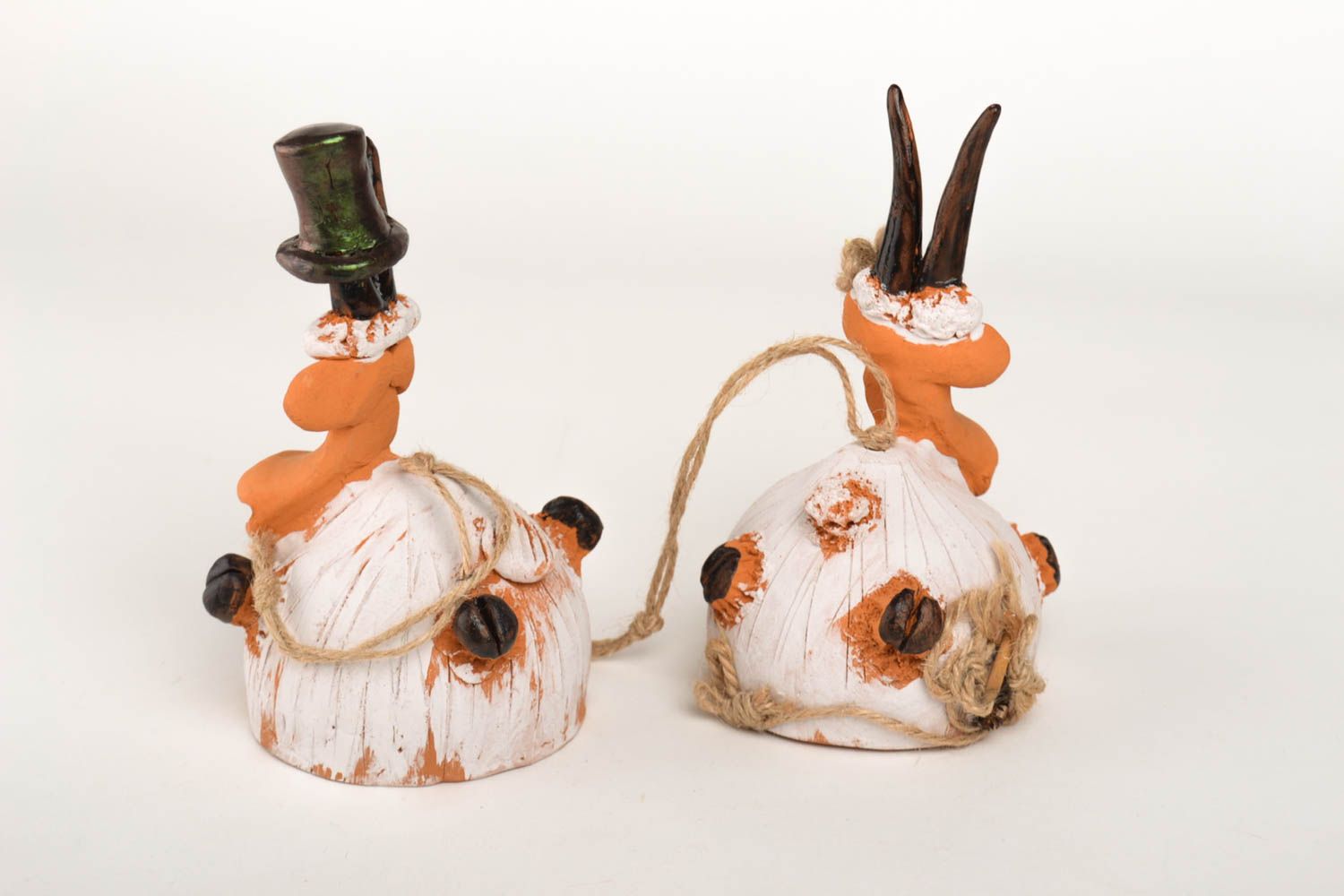 Deko Glocken handgeschaffen Figur aus Ton originell Tier Figur Keramik Deko foto 4