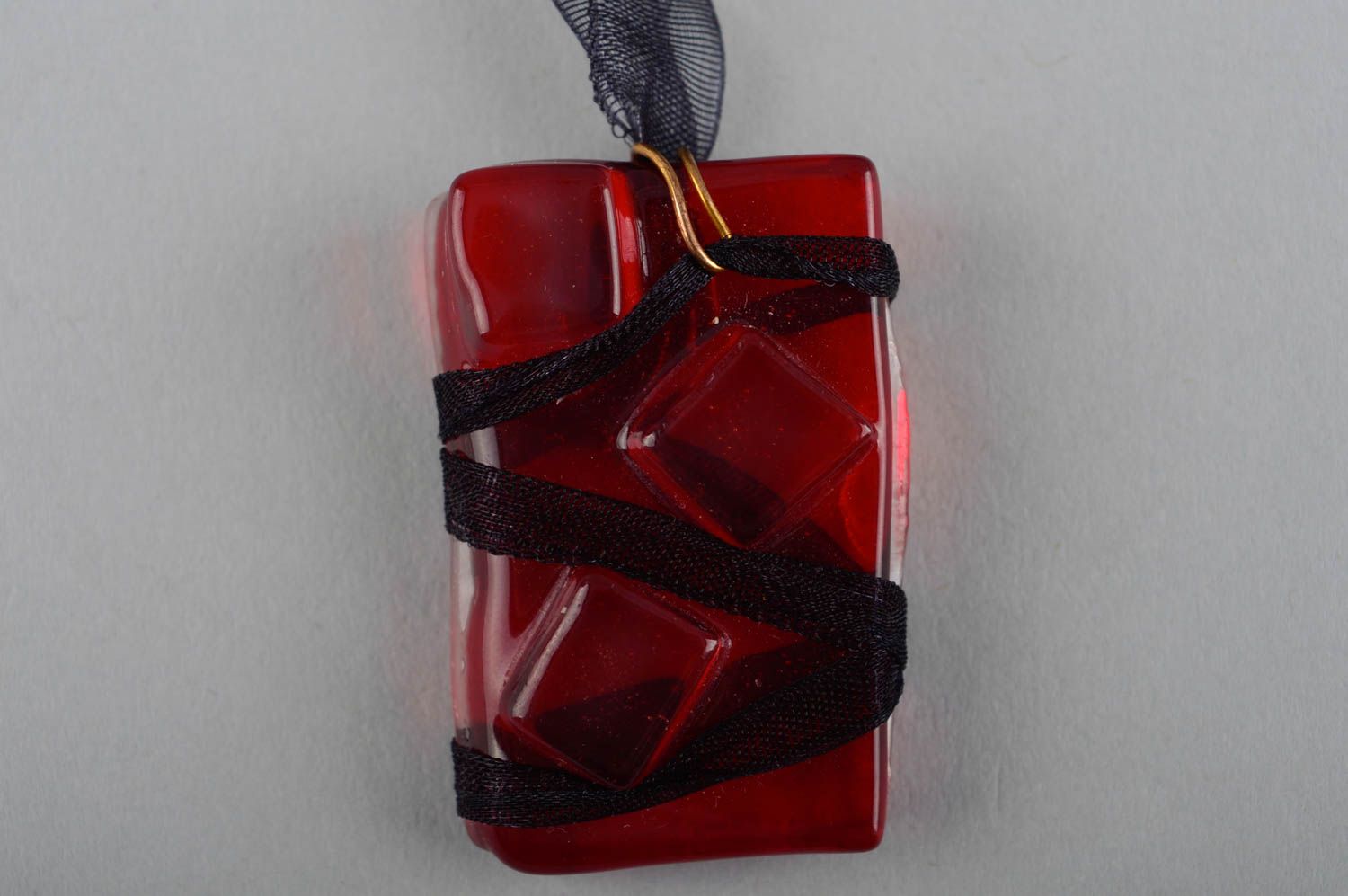 Handmade schöner Schmuck Glas Kettenanhänger Accessoire für Frauen rot  foto 5