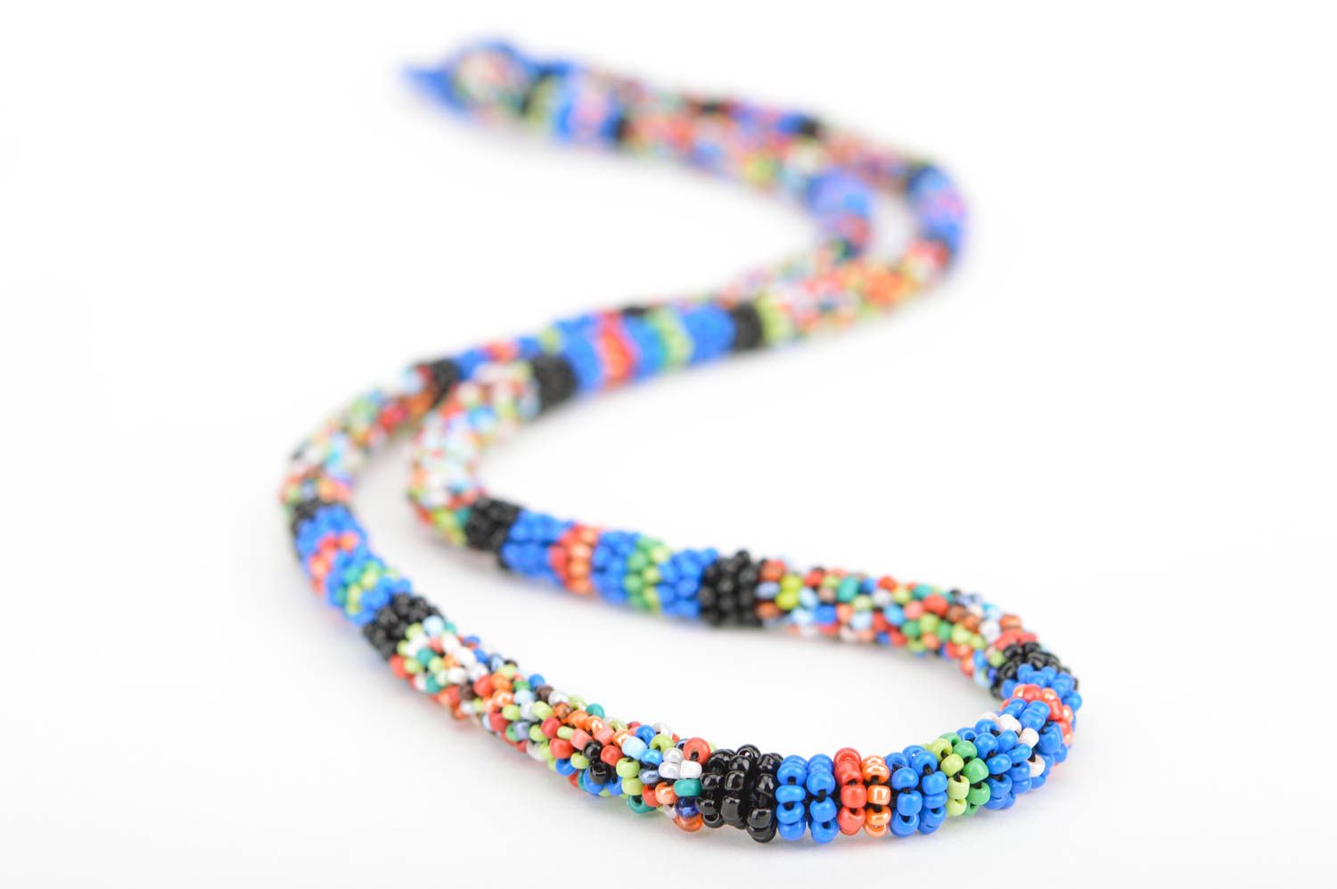 Beautiful stylish beaded cord necklace woven of Chinese beads women's jewelry photo 3
