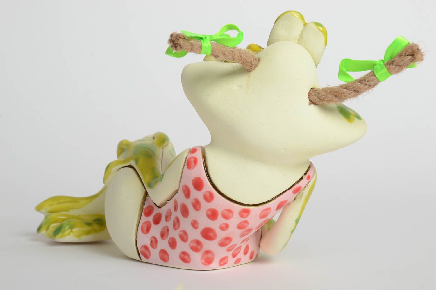 Handmade Deko Dekofigur Frosch Geschenk Idee Figur aus Ton schön grell foto 4