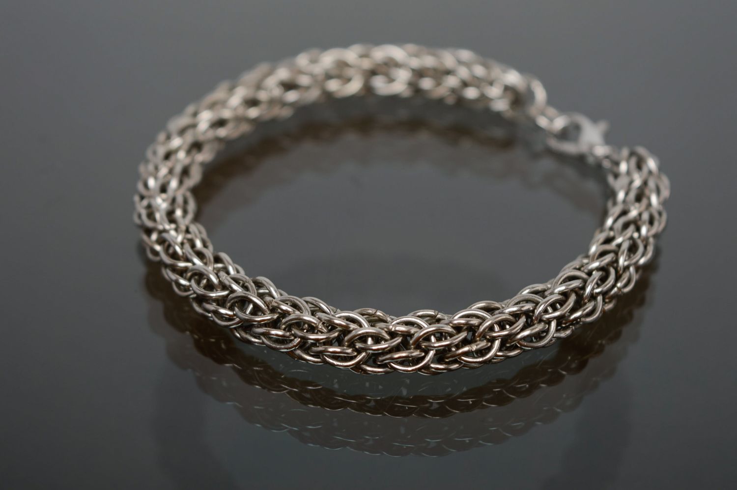 Unusual women's chainmail metal bracelet photo 1
