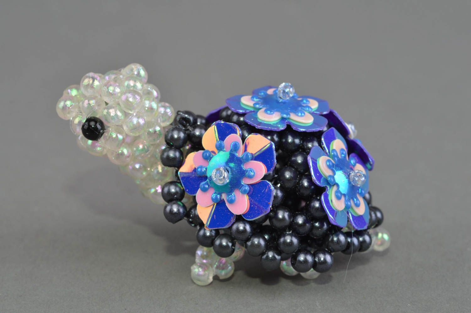 Kleine handgemachte Deko Figurine Schildkröte aus Glasperlen für Haus Dekor foto 2