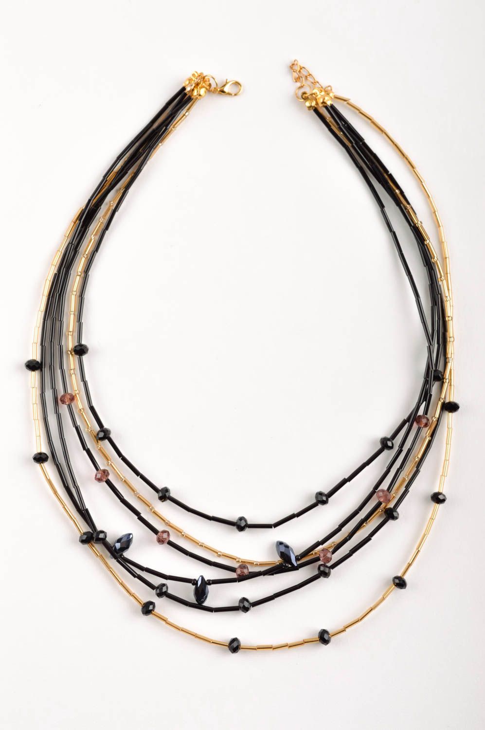 Schwarzes Damen Collier handmade Modeschmuck Halskette Frauen Accessoire foto 5