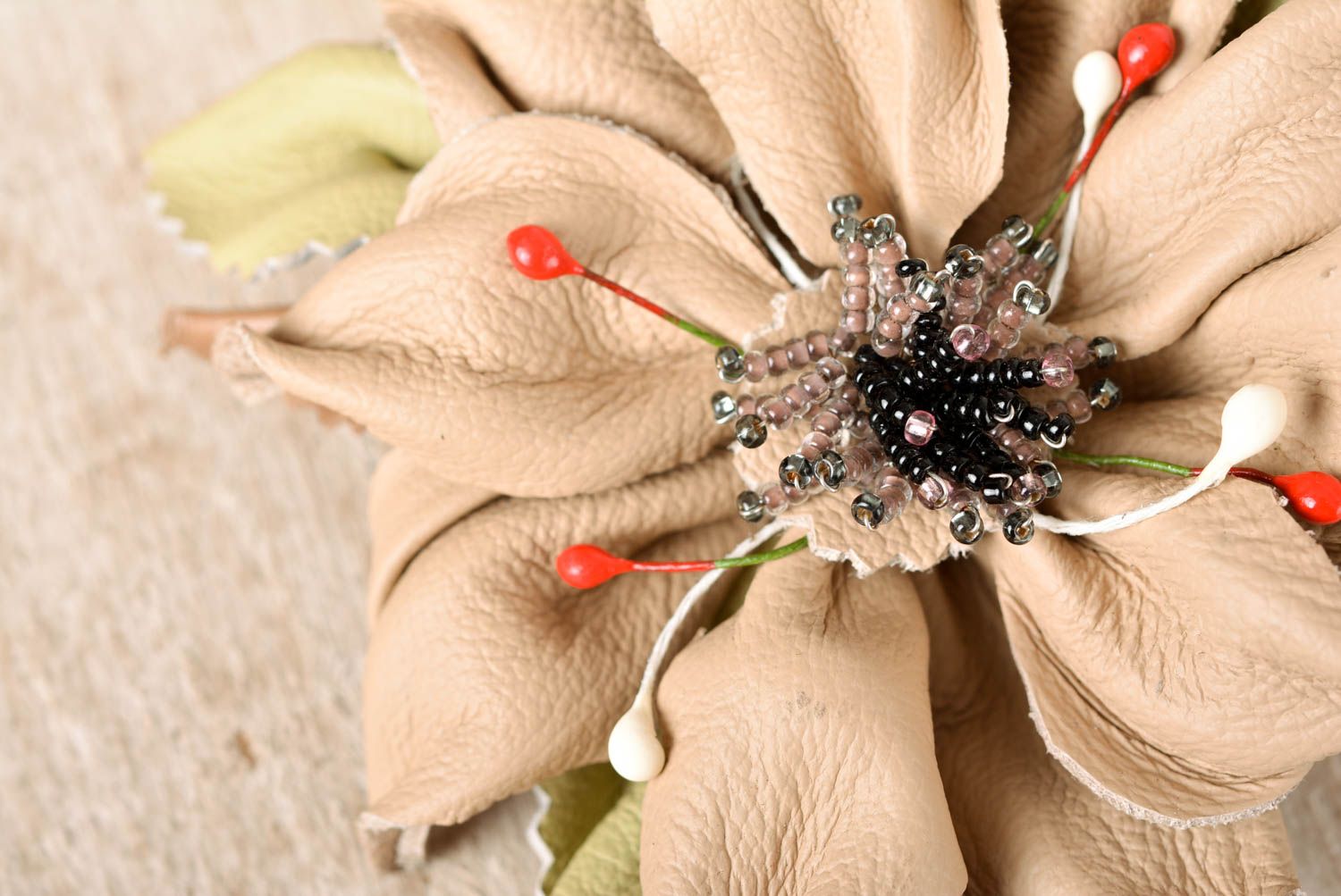 Handmade leather goods flower hair clip flower brooch hair accessories photo 3