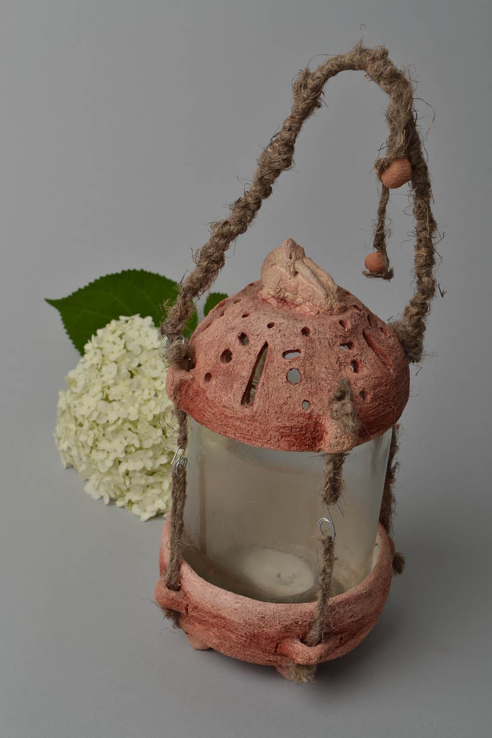 Handgefertigt Deko Kerzenhalter Teelichthalter aus Ton Kerzenhalter Keramik foto 1