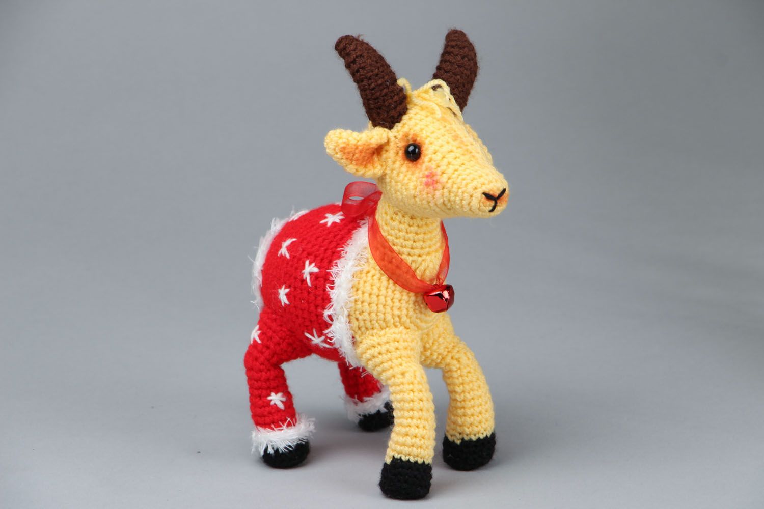Crocheted handmade toy Christmas Goat photo 1
