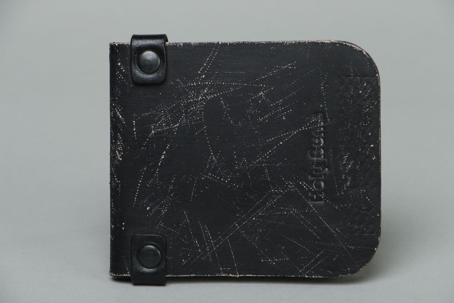 Black genuine leather wallet photo 1