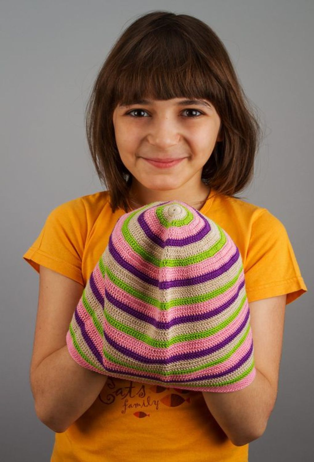Bonnet tricoté en coton fait main photo 4