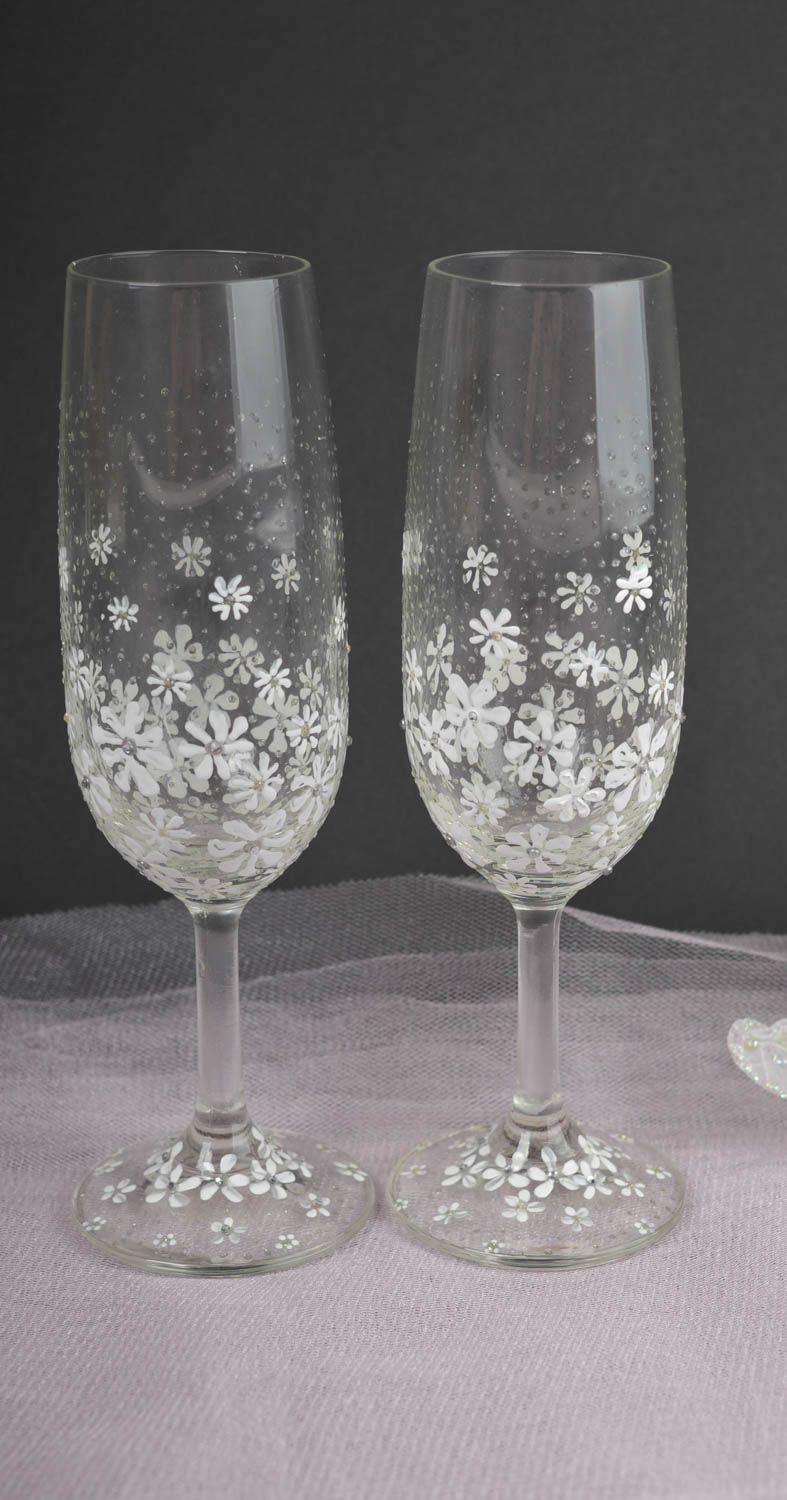 Бокалы ручной работы фужеры для шампанского бокалы из стекла набор 2 шт фото 1