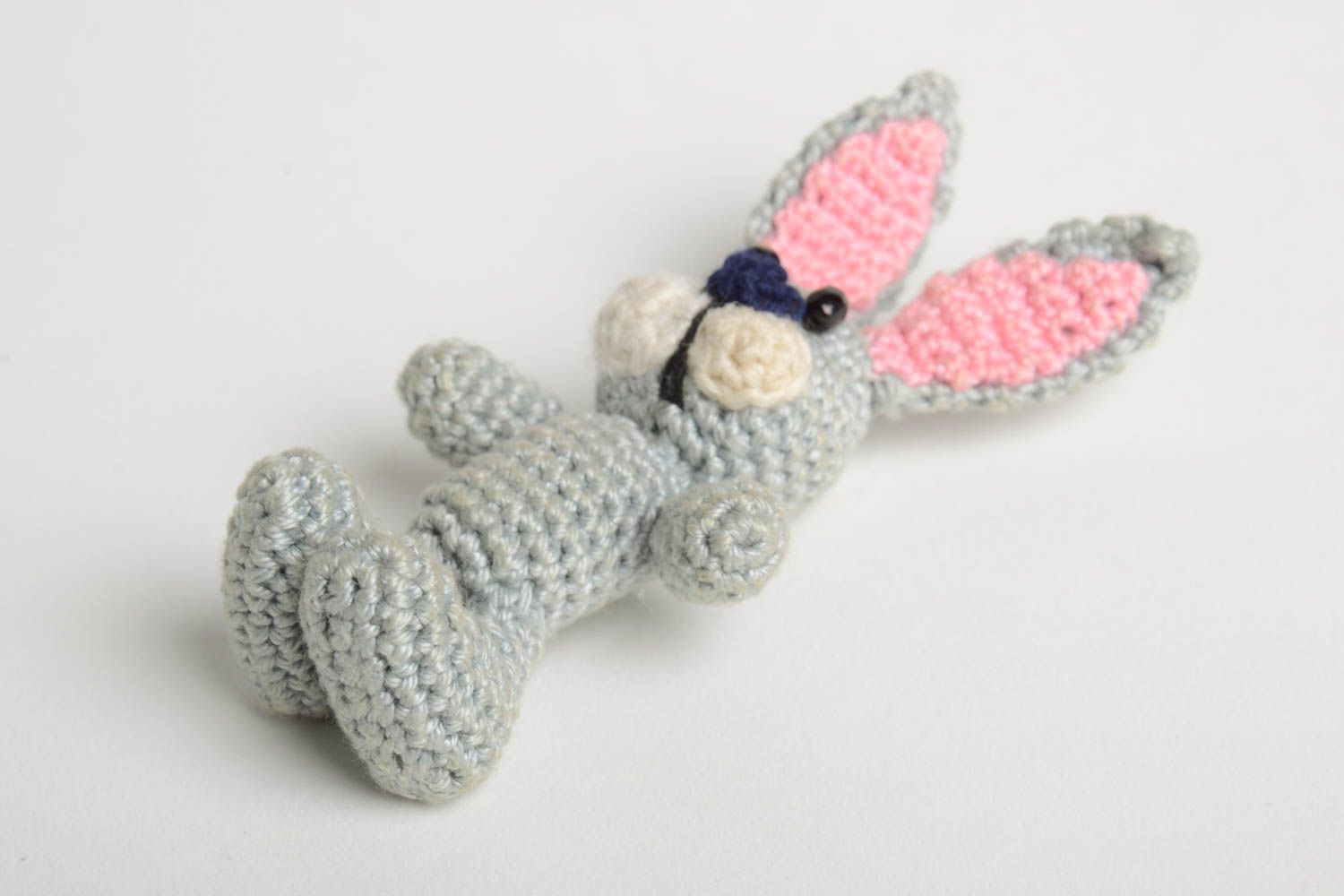 Handmade unique soft toy accessory crocheted interior decoration designer hare photo 3