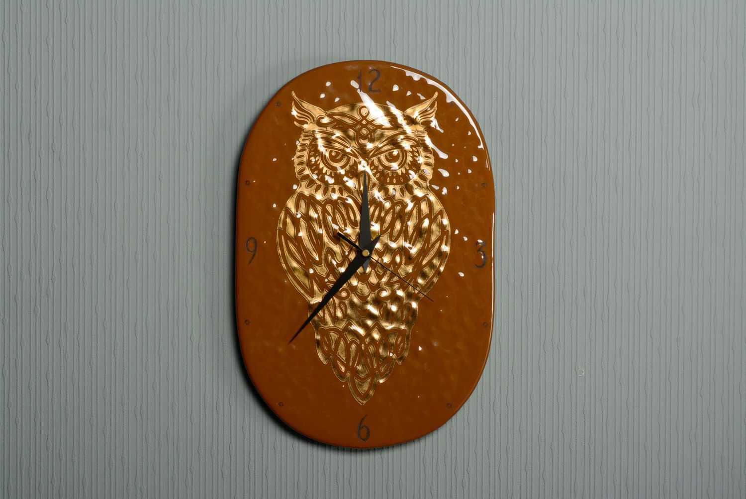 Стеклянные часы Золотая сова фото 4