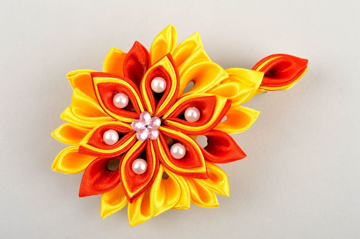 Beautiful handmade ribbon flower barrette hair clip design hair style ideas photo 2